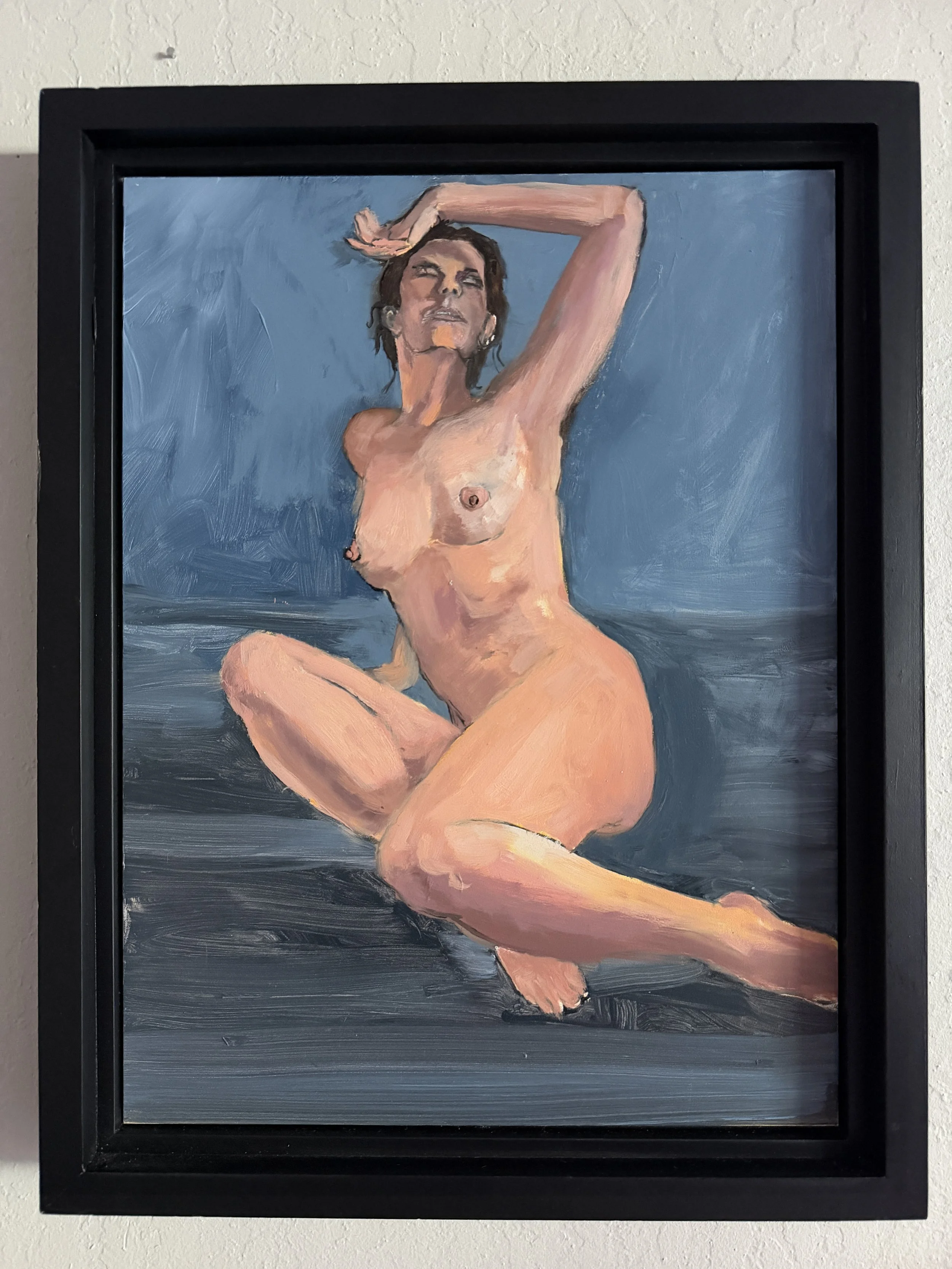 Nude Figure with shades of Blue- Framed oil painting