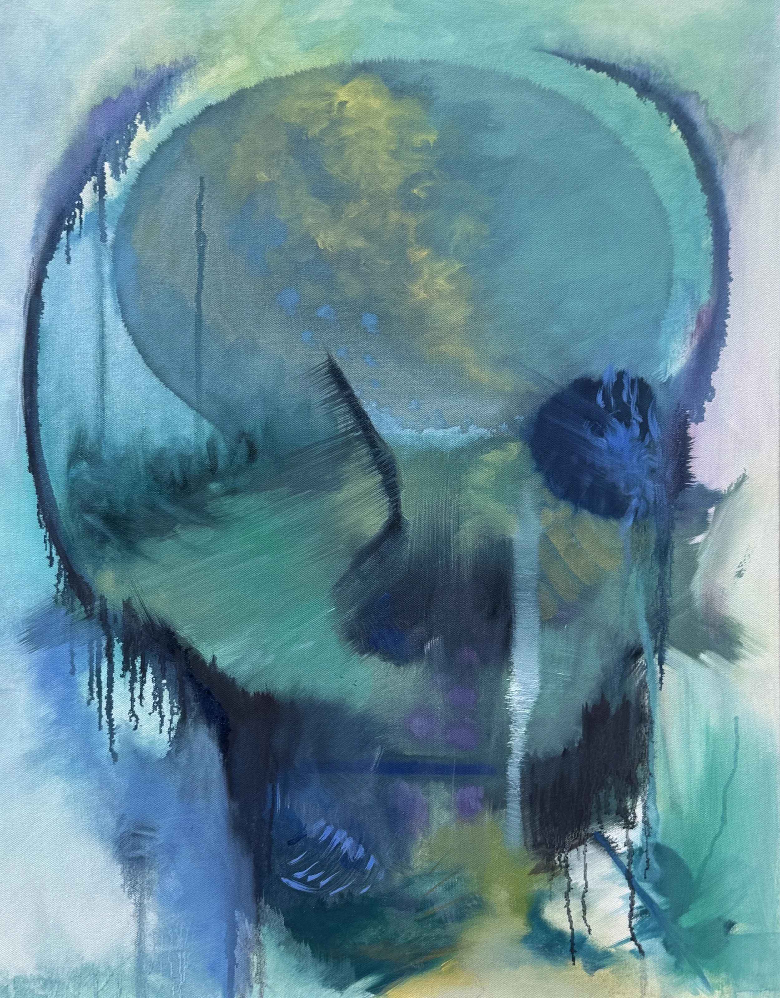 AbstractScape Greens, Blues, Yellow & Violet Puffs_Painting.jpg