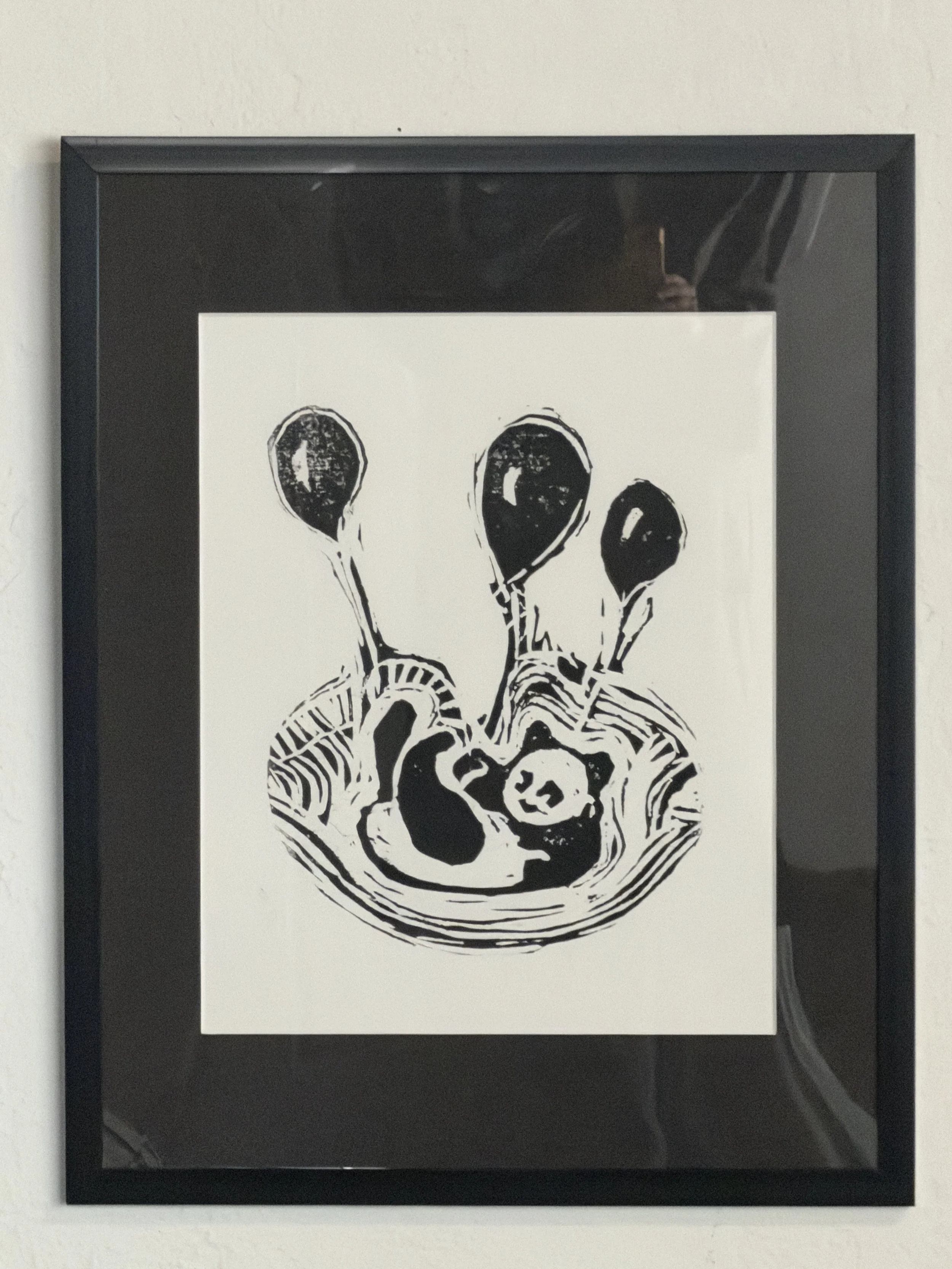 HappyPanda&Balloons.LinoPrint.Framed.JPG