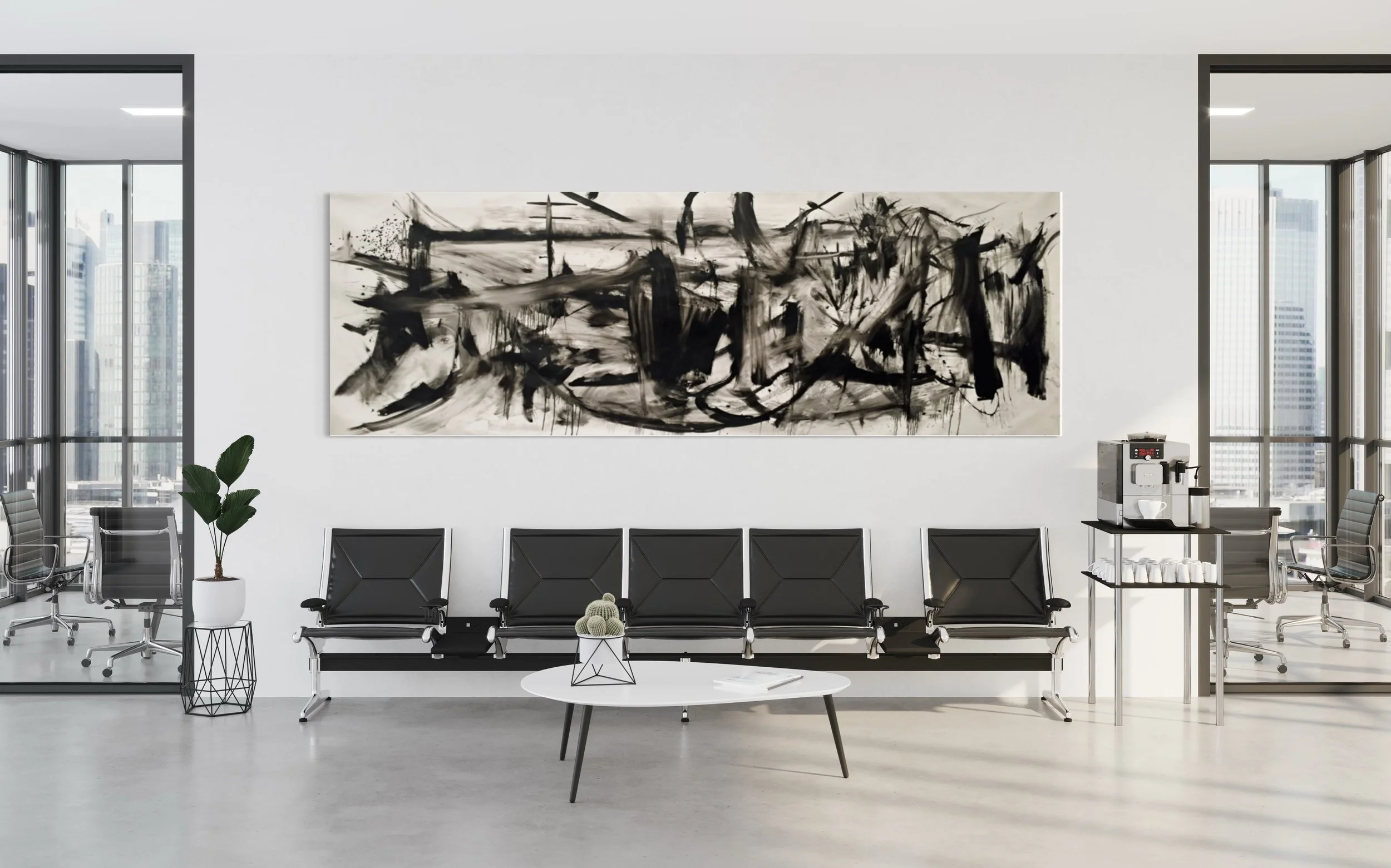 Just Black No.4, Oil on Canvas, 108" x 50", 2017, Pre Thomas Fire and Montecito Mudslides premonition painting