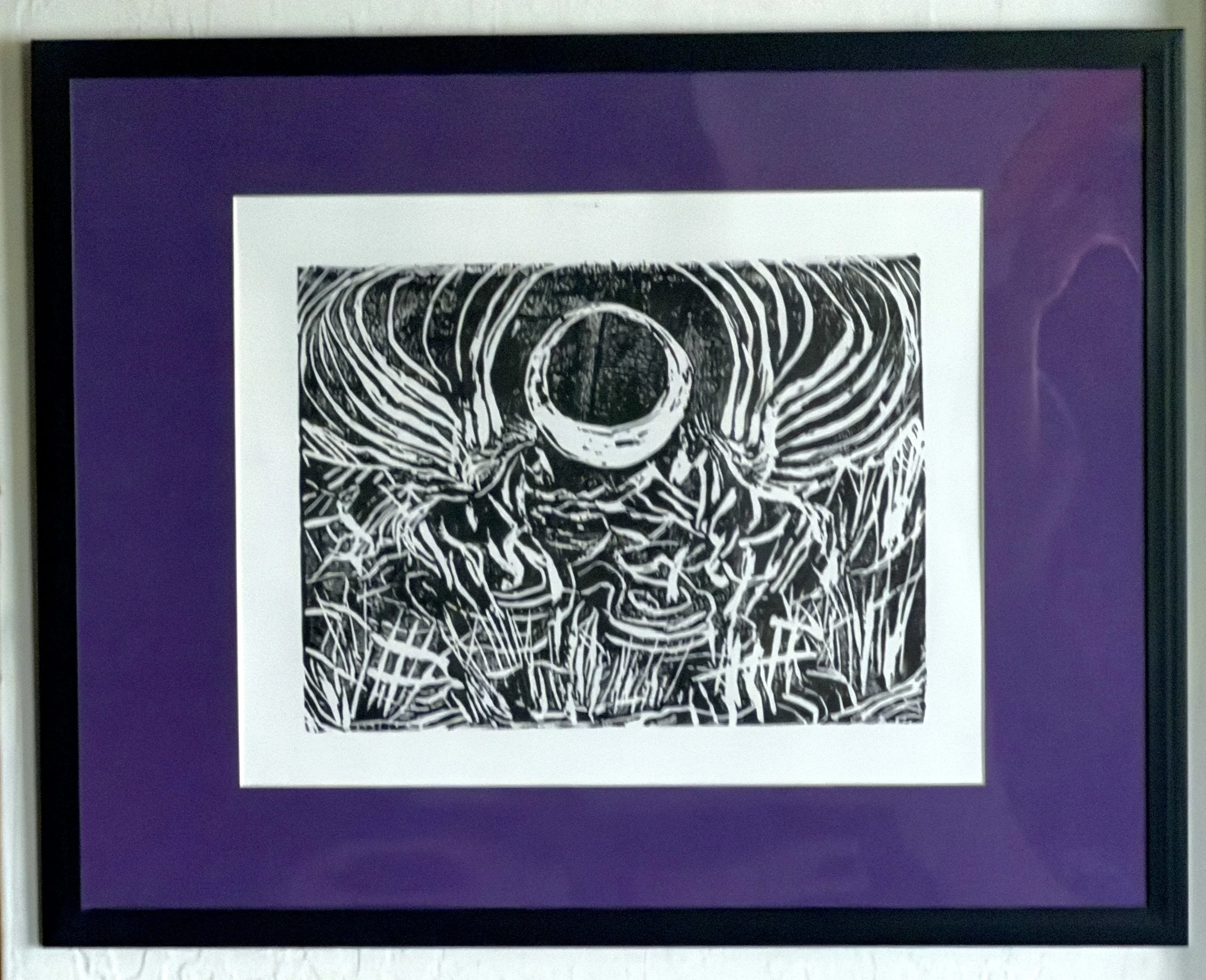 Pegasi.LinocutPrint.PurpleMatteFramed.jpg