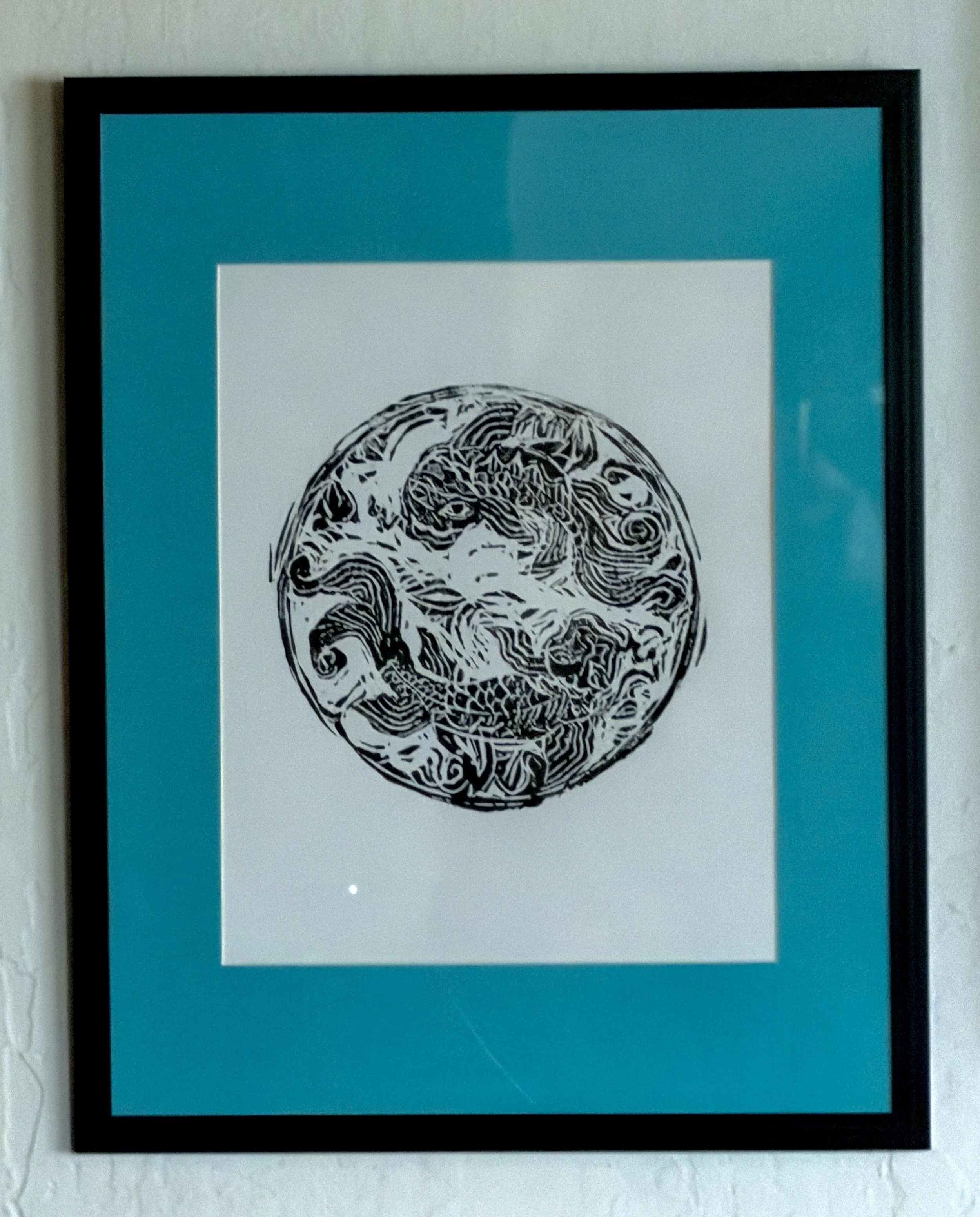 Koi Lovers, Linocut Art Print