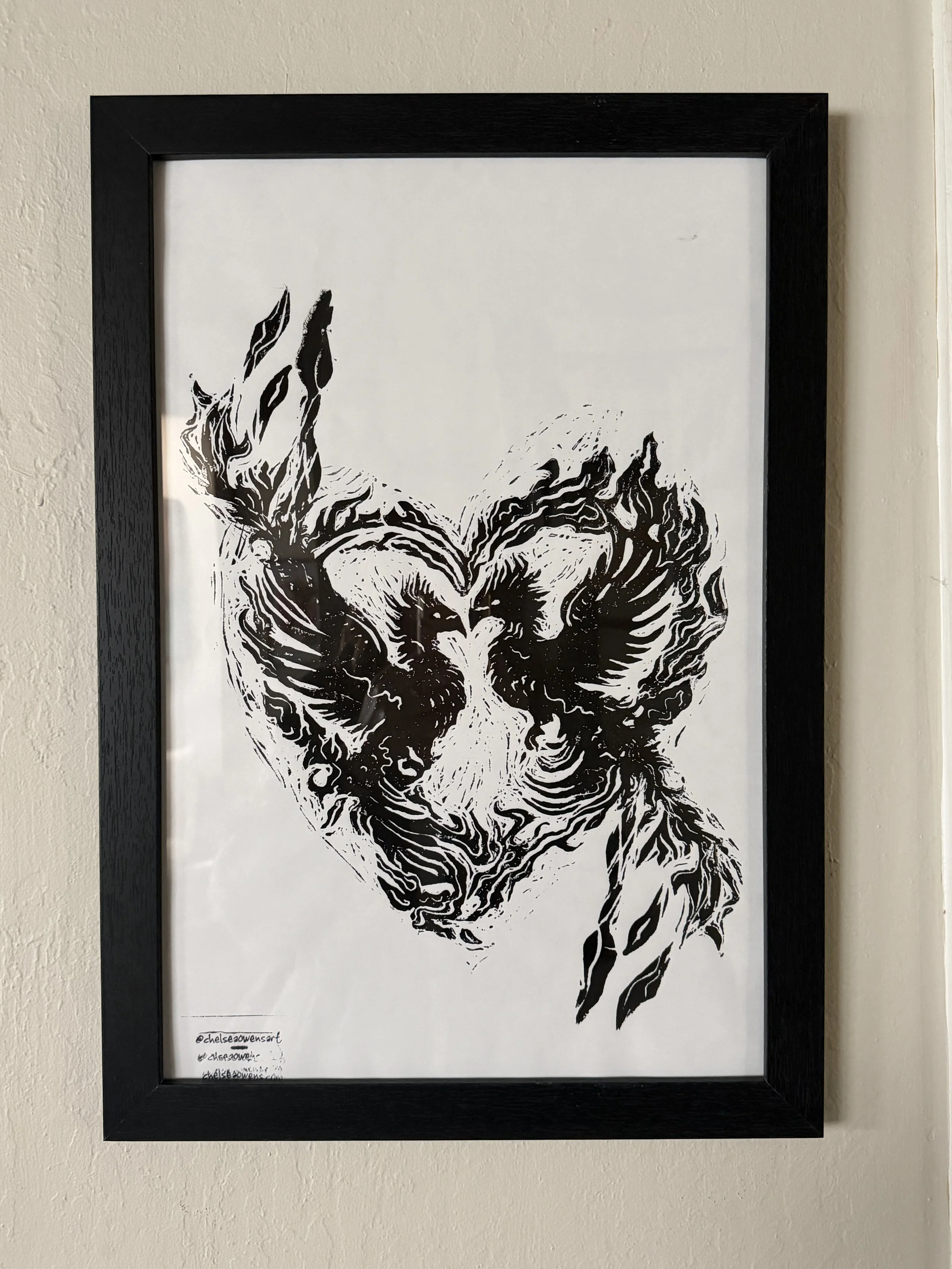 PhoenixLovers.LinoPrint.Framed.NaturalLIght.JPG