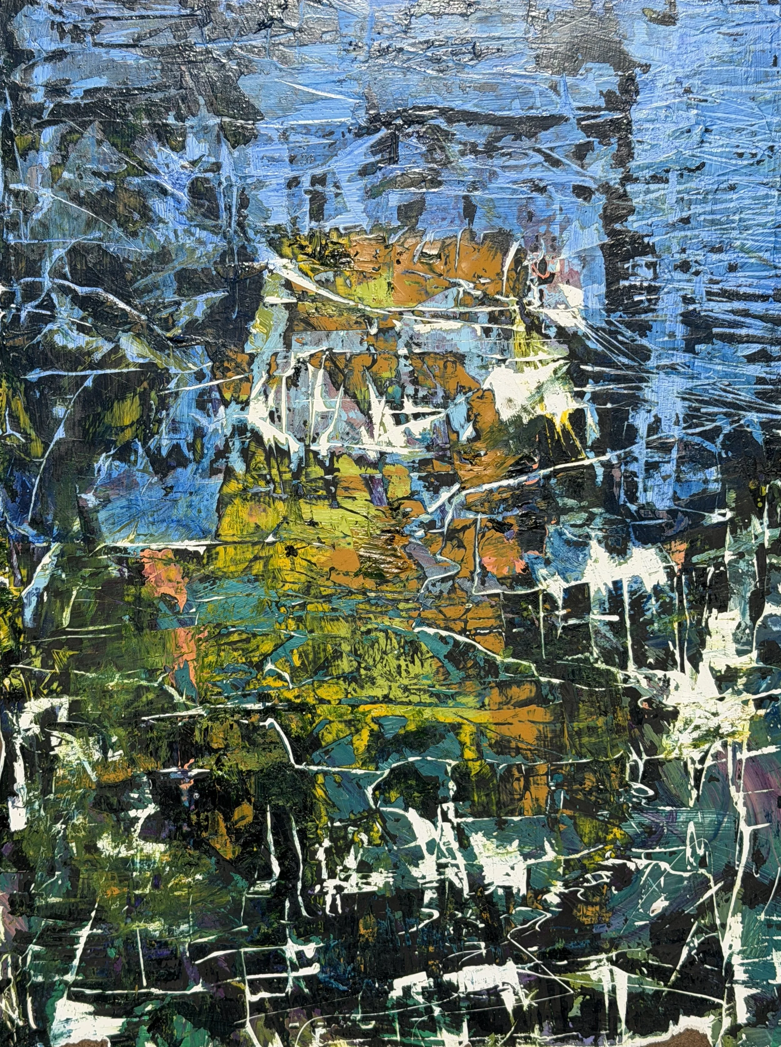 Reflections of Our Golden State Erosion, Oil on Wood panel, 9" x 12", 2026