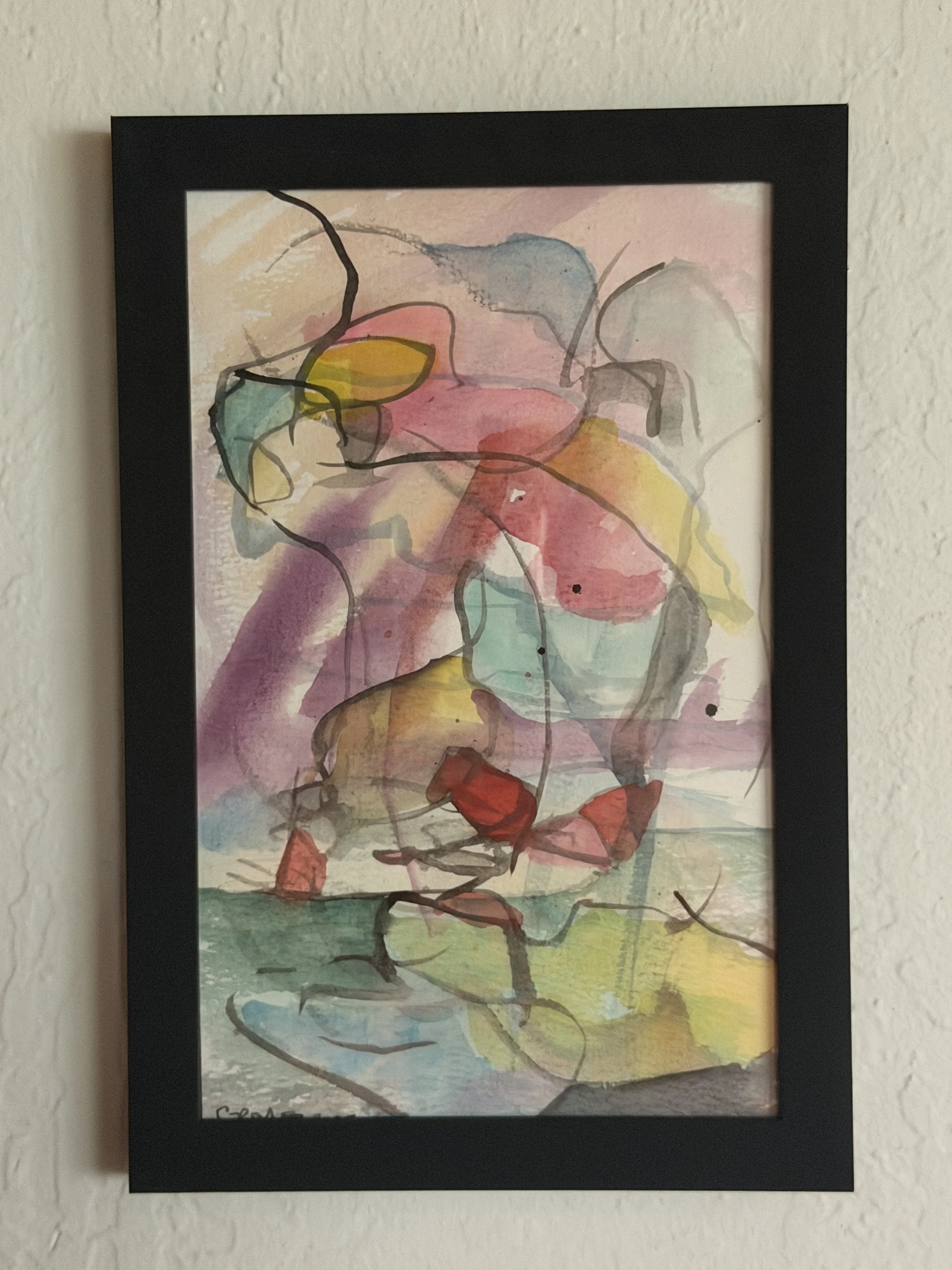 Vivid Expressions: Framed Abstract Watercolor Art