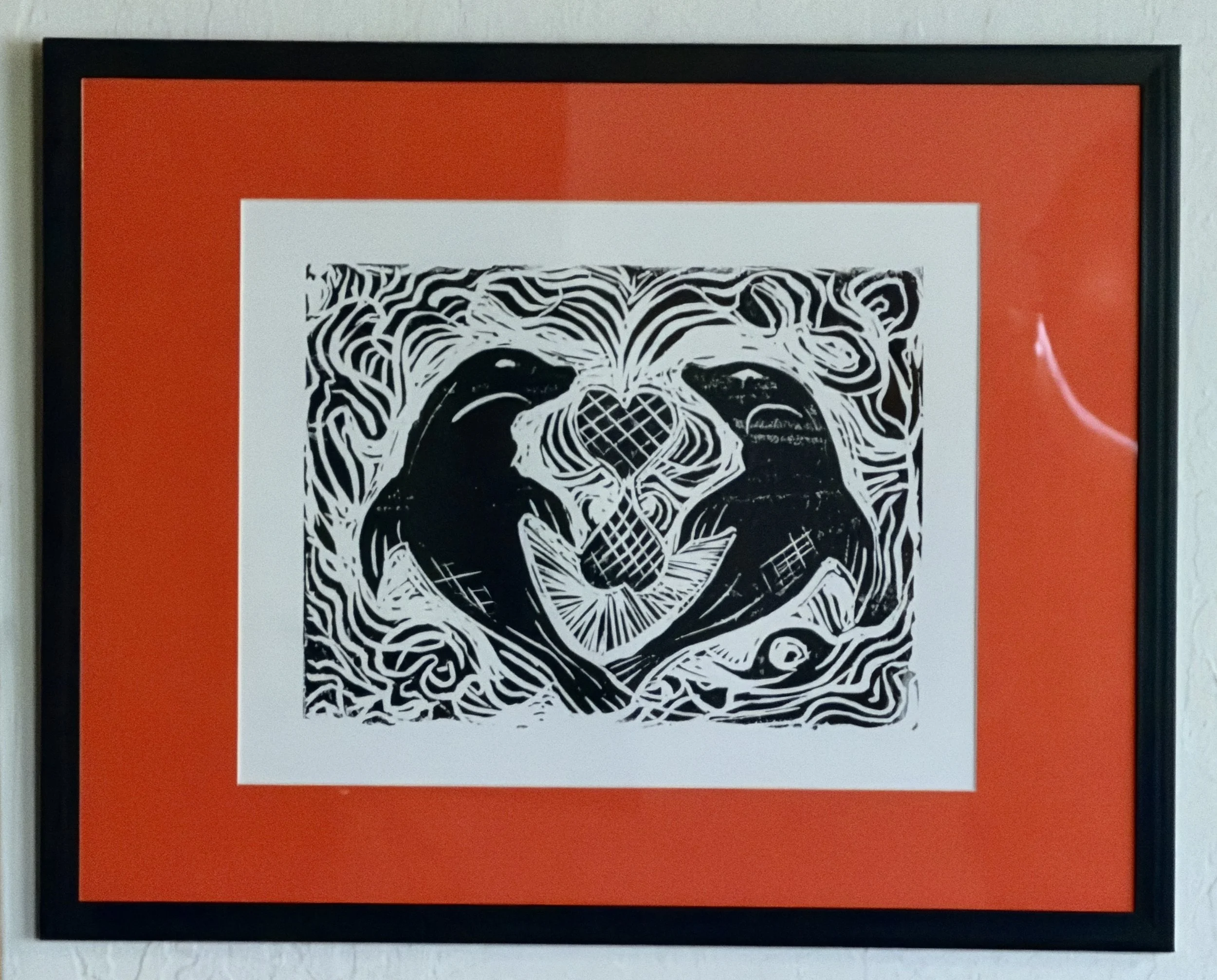 SealLovers.Linoprint.OrangeMatteFramed.jpg