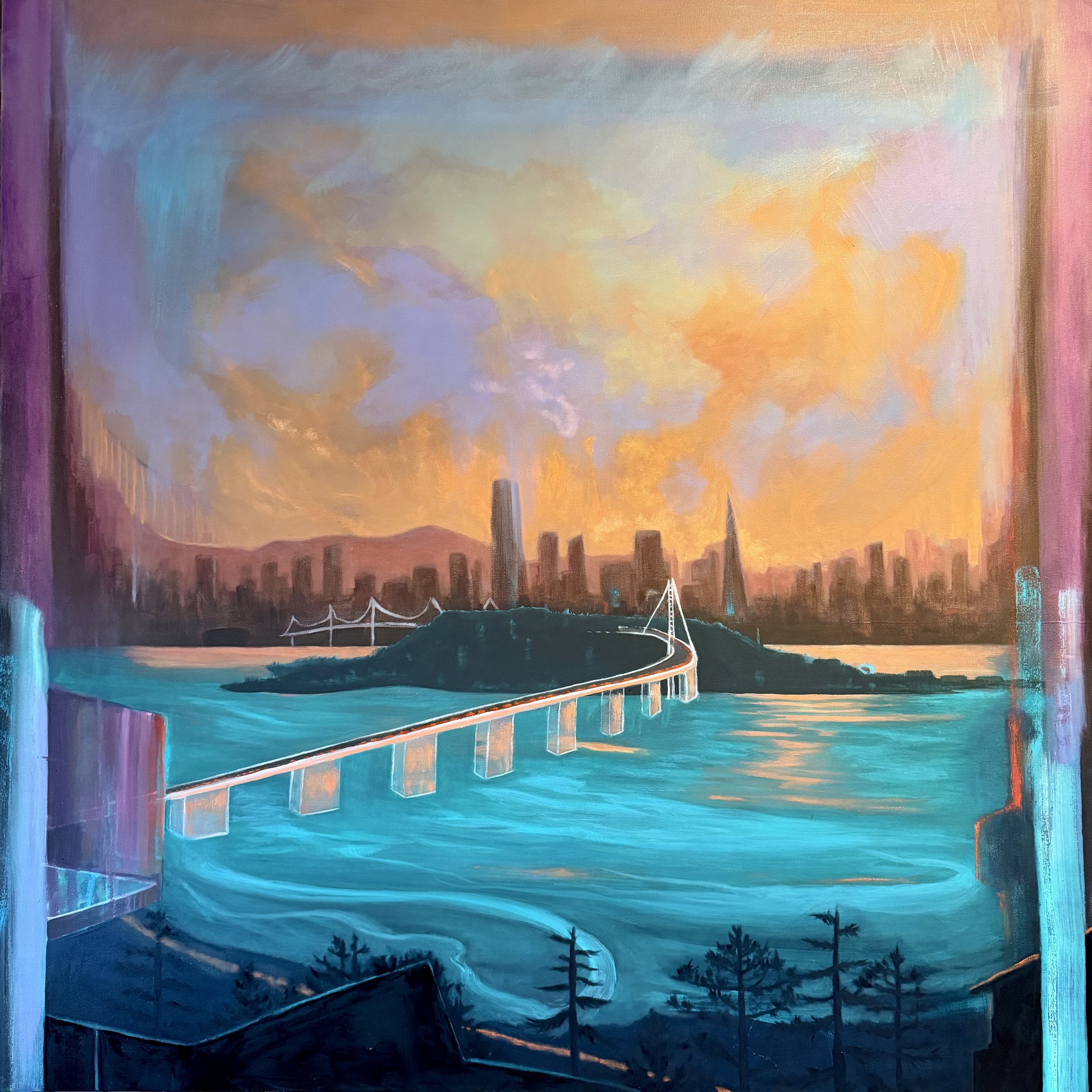 Blissed by the Bay- Oil on Canvas, 48" x 48", 2025