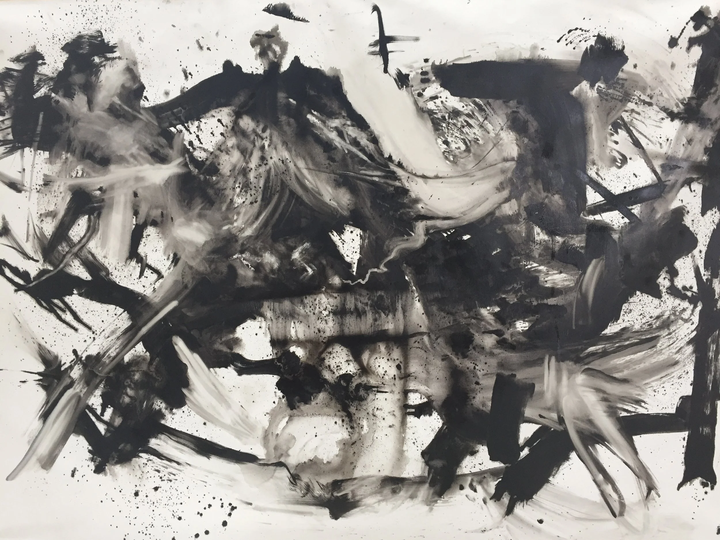 Just Black No.3, Oil on Canvas, 60" x 84", 2017, Pre Thomas Fire & Montecito Mudslides premonition painting series 