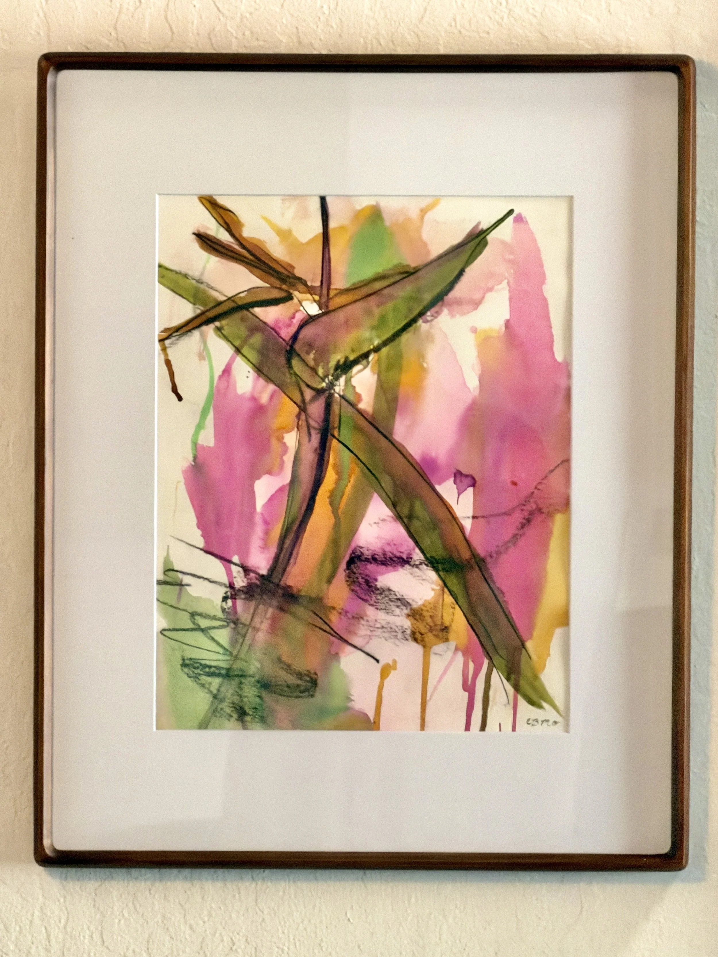 Bird of Paradise: Framed Abstract Watercolor Painting