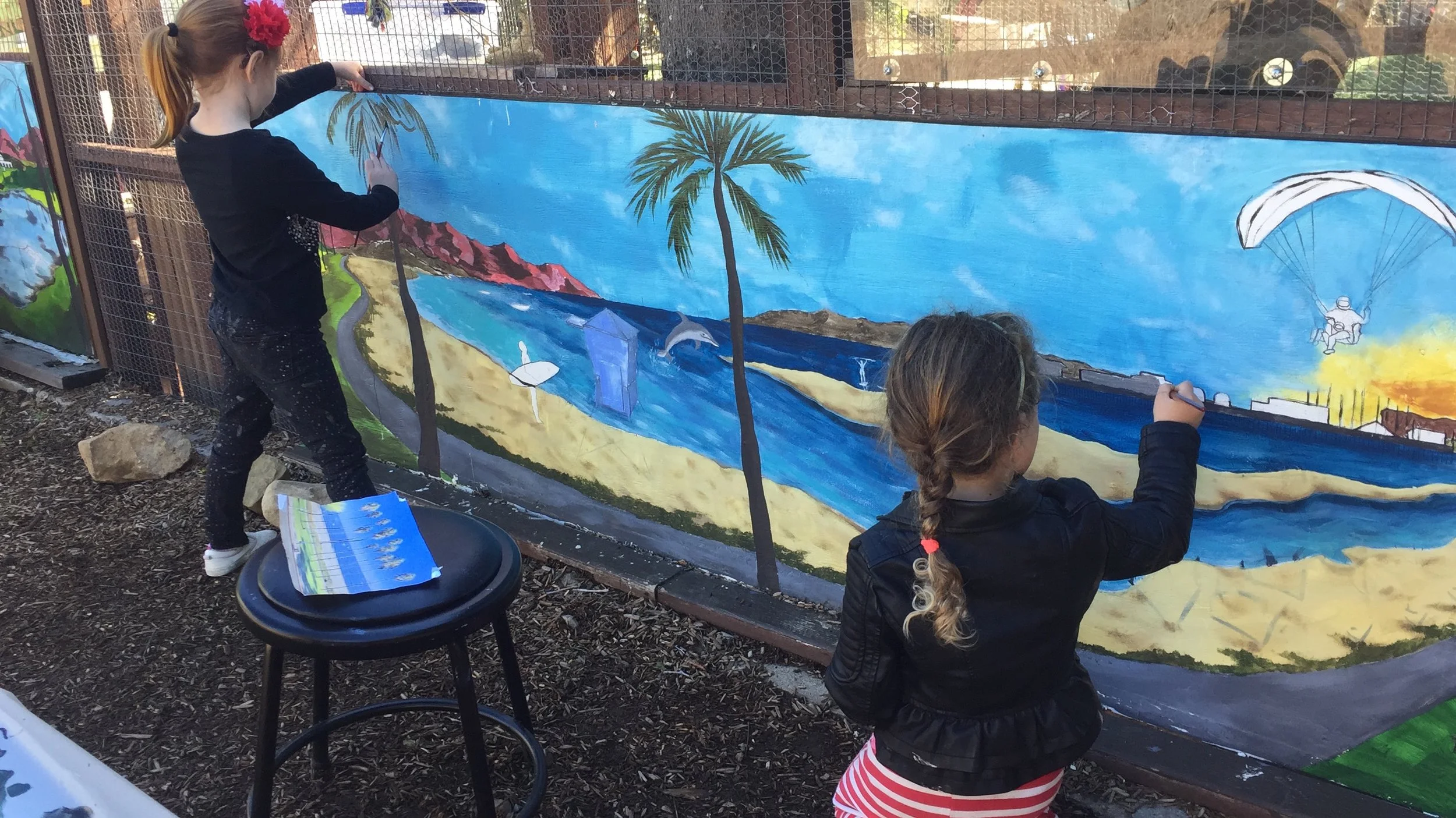 Collaborative Mural Painting at Bright Start Preschool in Santa Barbara, California