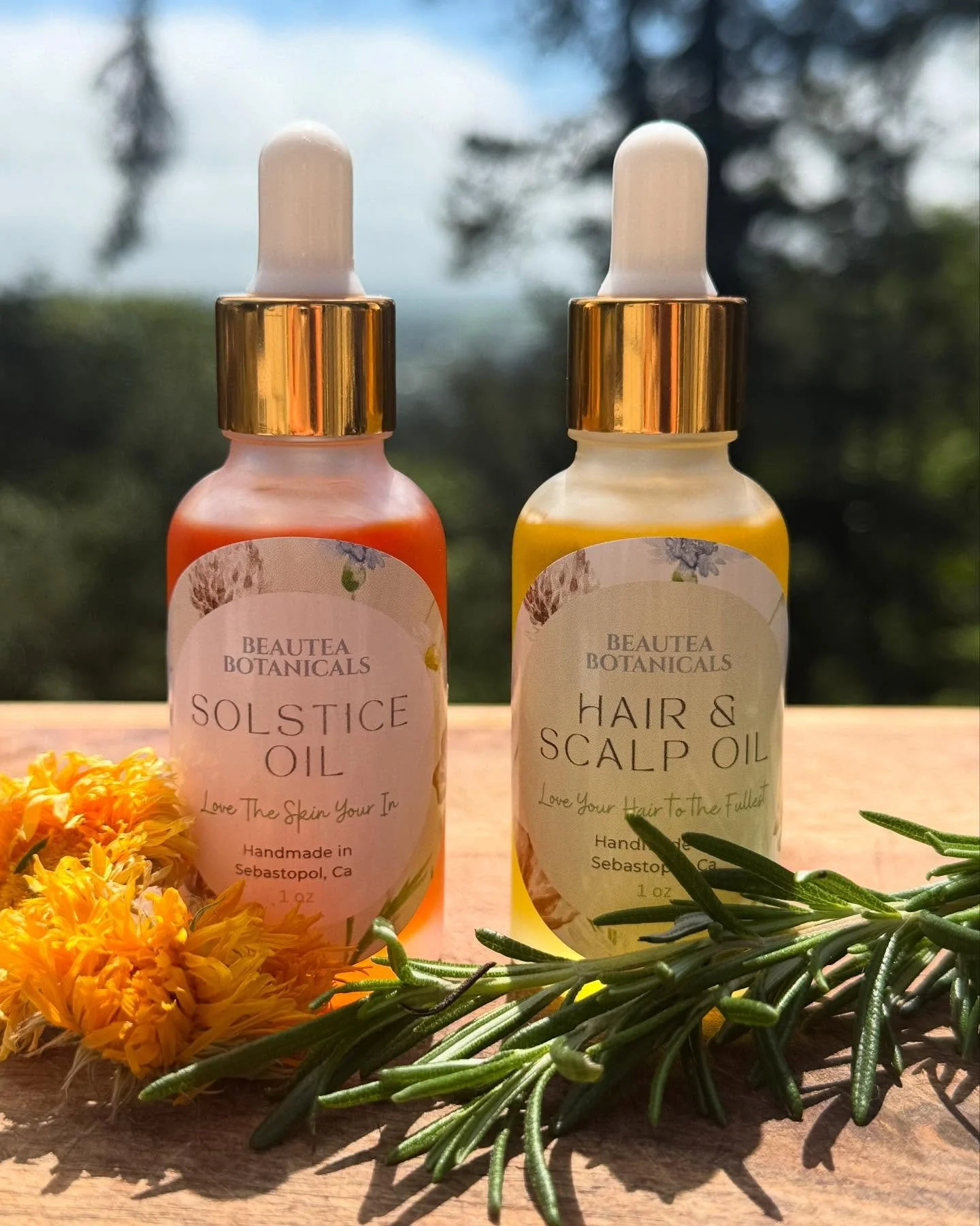 The Solstice Oil, with Sea Buckthorn and Carrot Seed oil: deeply nourishes the skin with essential antioxidants and fatty acids, promoting a radiant, even-toned complexion. This potent blend supports skin regeneration, soothes inflammation, and offer