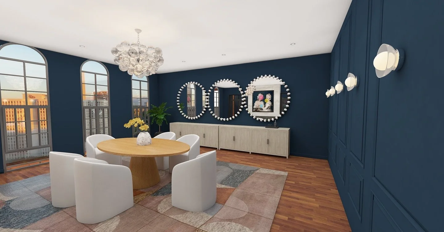 One of my followers said, &ldquo;Can you make this happen?&rdquo; and I said, &ldquo;Say less.&rdquo; 😎 Challenge accepted!

A little moody, a little glam. This dining room is giving main character energy. From the bold navy walls to the sculptural 