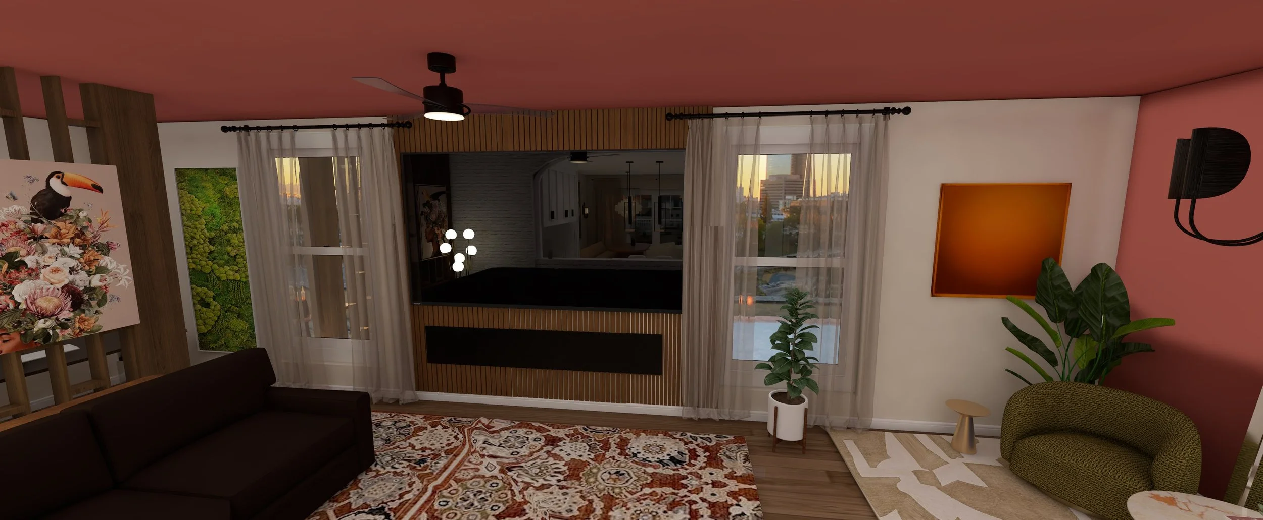 Wood paneled hallway representing intentional interior design rooted in childhood memories