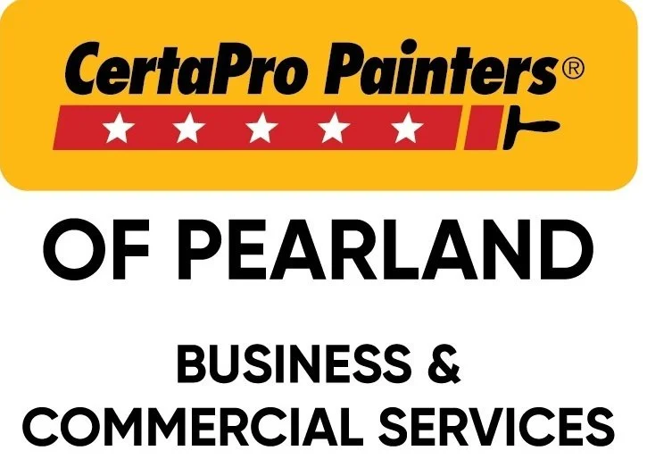 CertaPro Painters of Pearland logo with yellow background, red stars, and black text.
