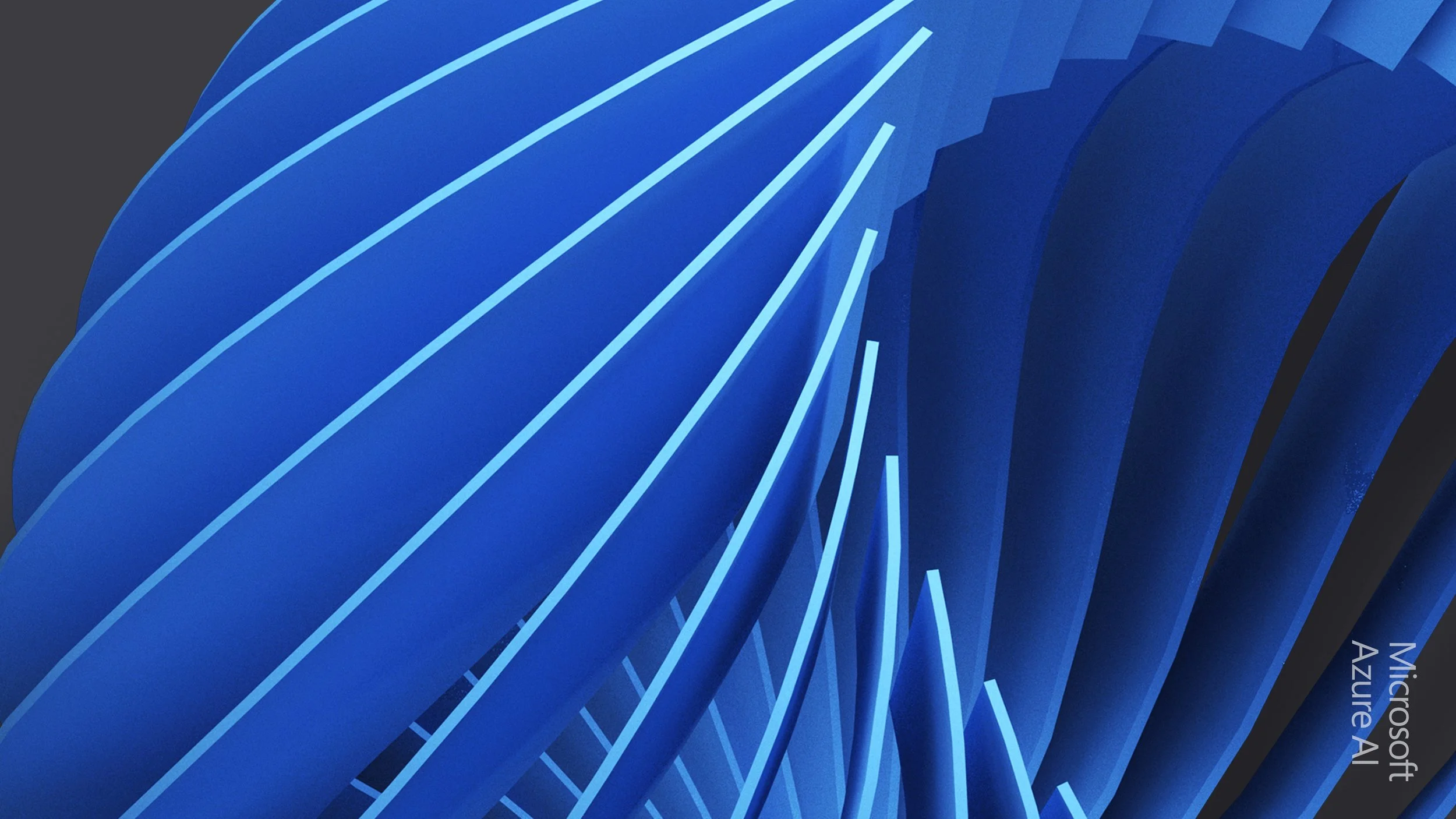 Abstract digital artwork featuring blue and black curved lines and shapes with lines of light, created by Microsoft Azure AI.