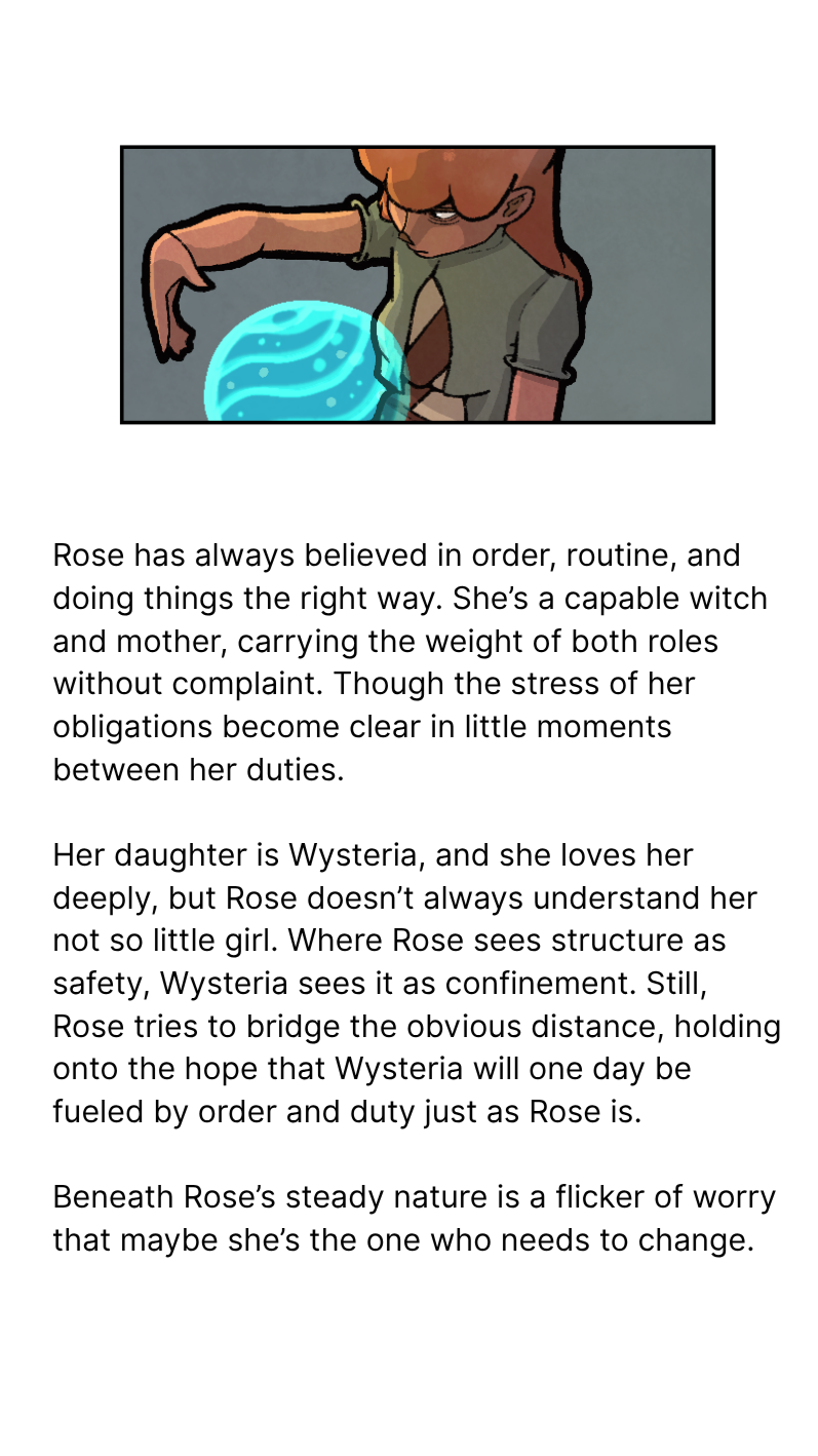 A cartoon illustration of a woman with red hair and a green shirt holding a swirling ball of water