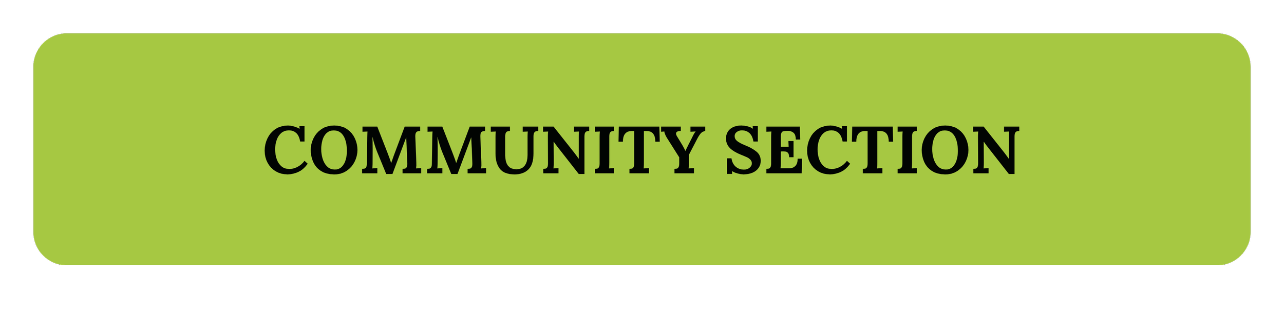 Green rectangular sign with rounded corners that reads 'Community Section' in black uppercase letters.