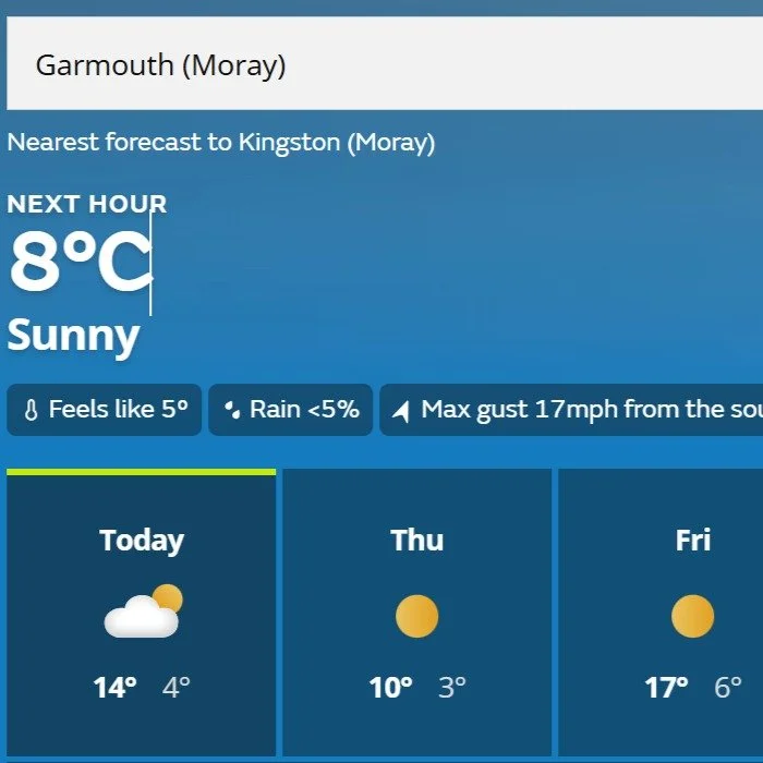 Wow! What a weekend ahead - if it doesn't change. Last week I was grateful for anything about two digits and now I'm even more grateful for a 17 day!

Fingers crossed it stays.

#Sunshine #gelatoweather #blueskies #speyside #smallbusiness