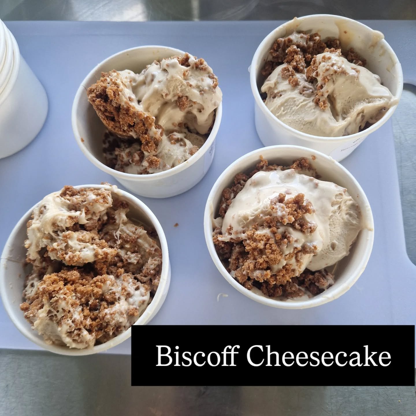Vegan biscoff cheesecake with the crunch spread throughout and a real cheesecake feel.

#gelatoshack #newflavours #madeinmoray #localproducts #biscoff