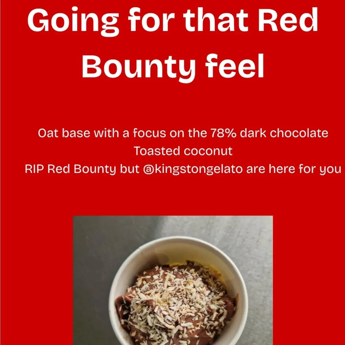 Mmmm - new flavour in the shack today.

Chocolate coconut.

Delish!

#chocolateheaven #coconut #dairyfree
#Moray #kingstongelsto