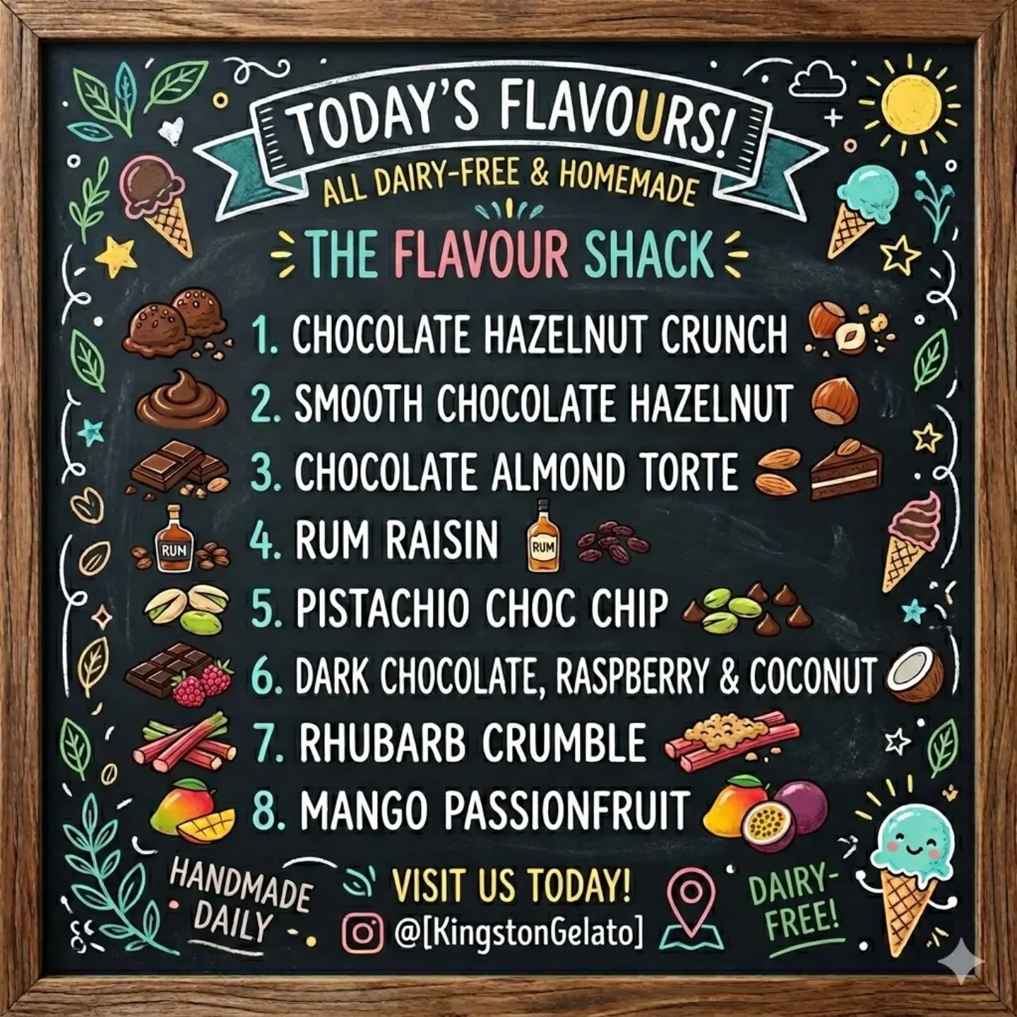 Flavours in the shack this weekend. Open 5-7 today.

#gelatoweather #dairyfree #veganfriendly #madeinmoray #kingstongelato