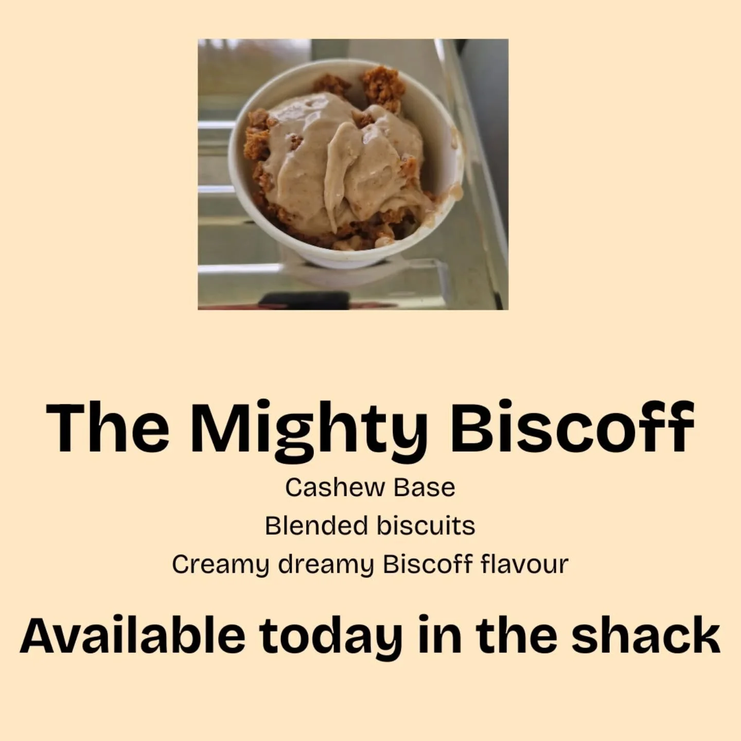 New Biscoff flavour available in the shack. This one has cashew nuts and blended biscoff cookies in the base.

#biscoff #dairyfree #nutbase #cashews #Moray