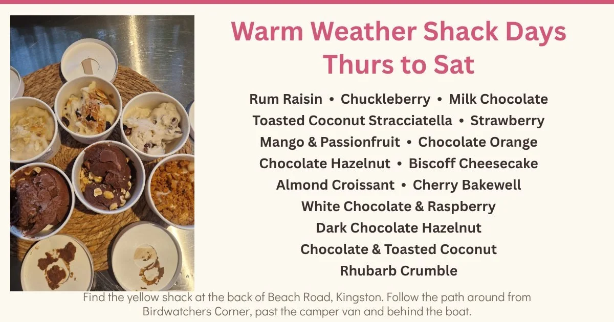 Lots of flavours in there at the moment, including two brand new flavours - Toasted Coconut Stracciatella and Chuckleberry. More details to follow.

And the freezer is also topped up with old favourites - Chocolate, Chocolate Orange and Rhubarb Crumb