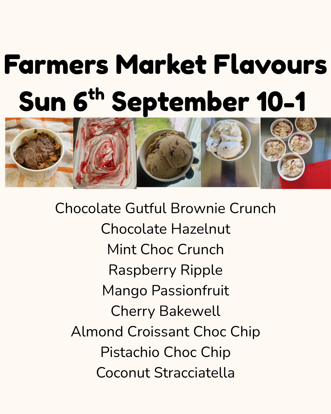 Flavours for the farmer's market 6th Sep