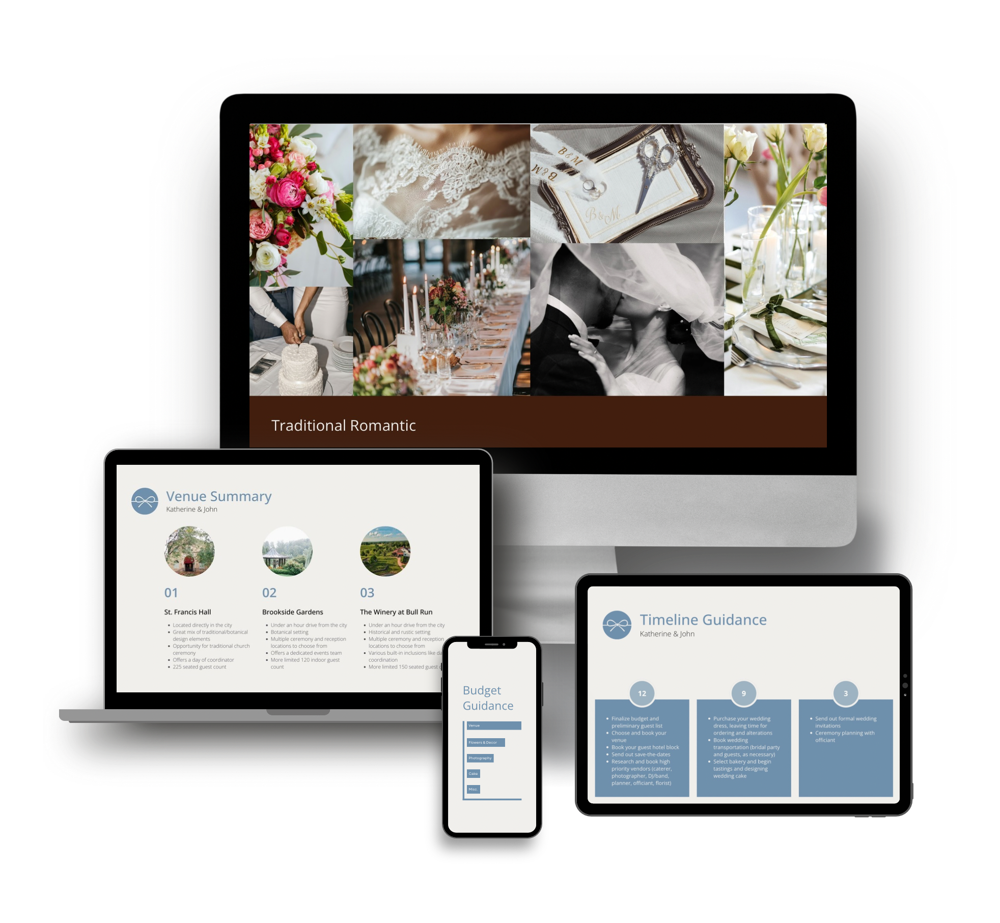 Custom plan materials mocked up on digital devices