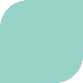 A teal speech bubble shape with rounded corners and a pointed tail on the bottom left.
