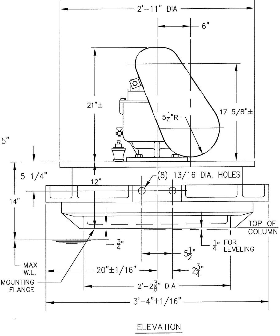 Technical drawing of a toilet, showing side elevation with detailed dimensions and hole placements for installation.