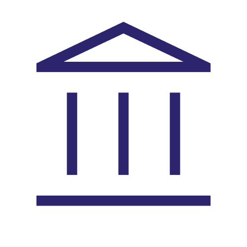 Icon of a classical government or courthouse building with pillars and a triangular pediment.