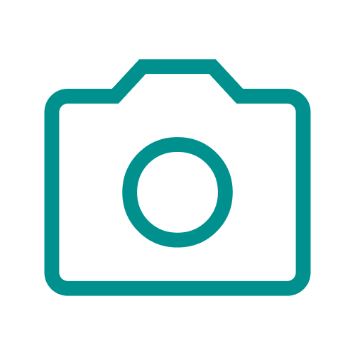 Icon of a camera on a black background.