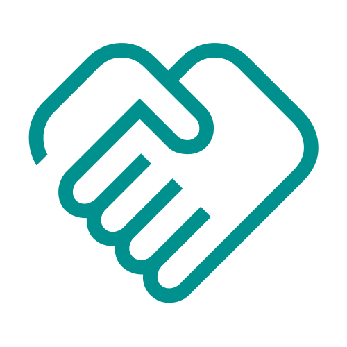 Icon of two hands shaking, symbolizing agreement or partnership.