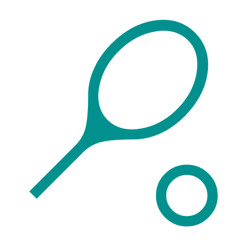 Illustration of a tennis racket and a tennis ball.