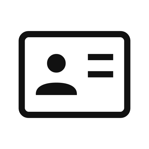 Icon of an identification card or profile card.