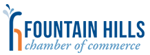 Logo of Fountain Hills Chamber of Commerce with a stylized 'F' and 'H' in blue and orange.