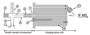 High mass resolution breath analysis using secondary electrospray ionization mass spectrometry assisted by an ion funnel.png