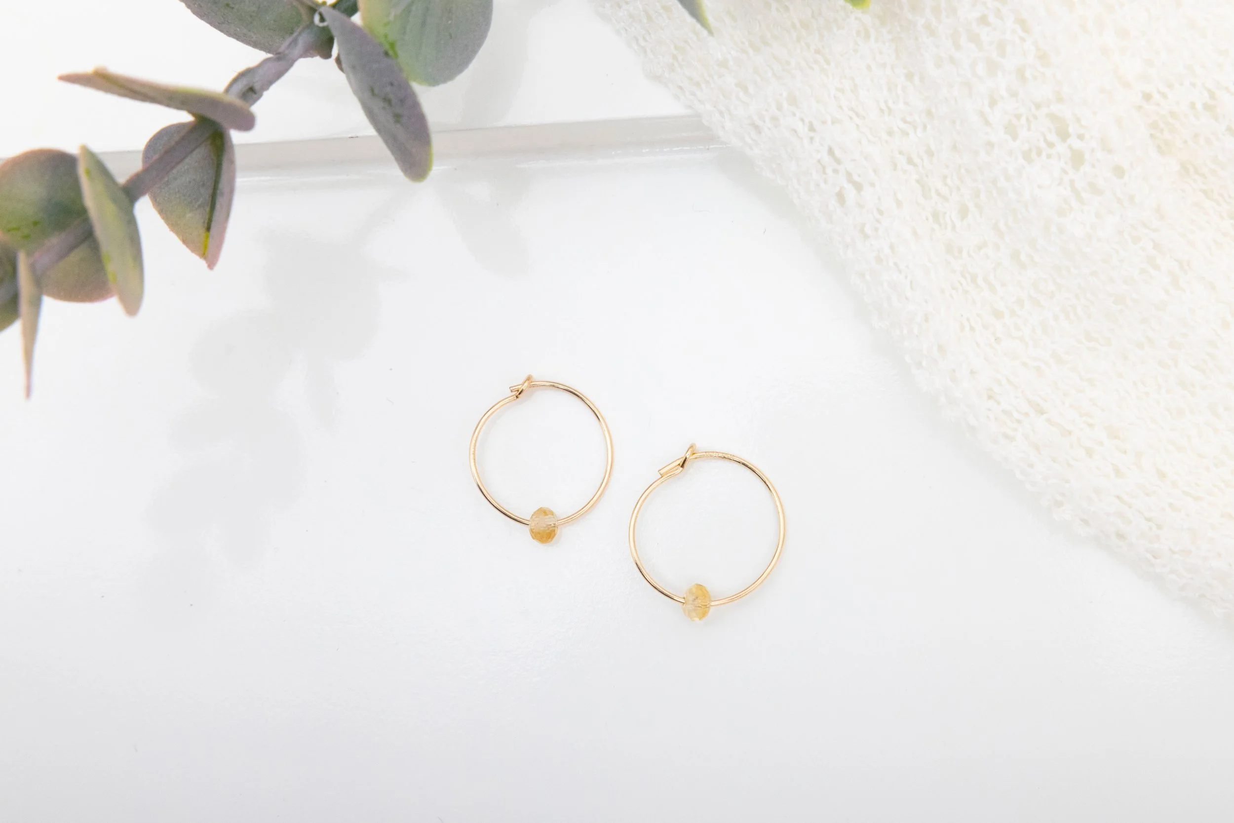 Boucles d’oreilles en or & rondelles de citrine