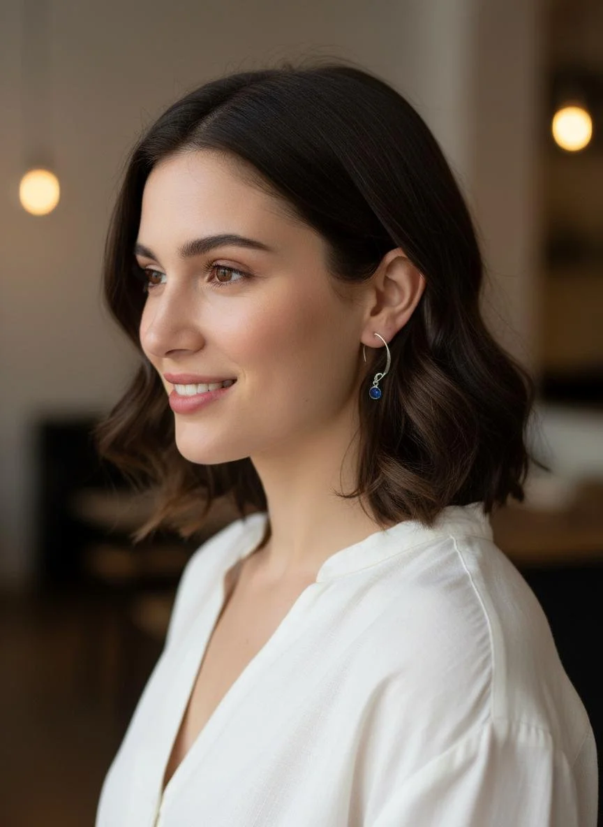 Boucles d'argent sterling et topaz bleu - pierre de naissance du mois de novembre