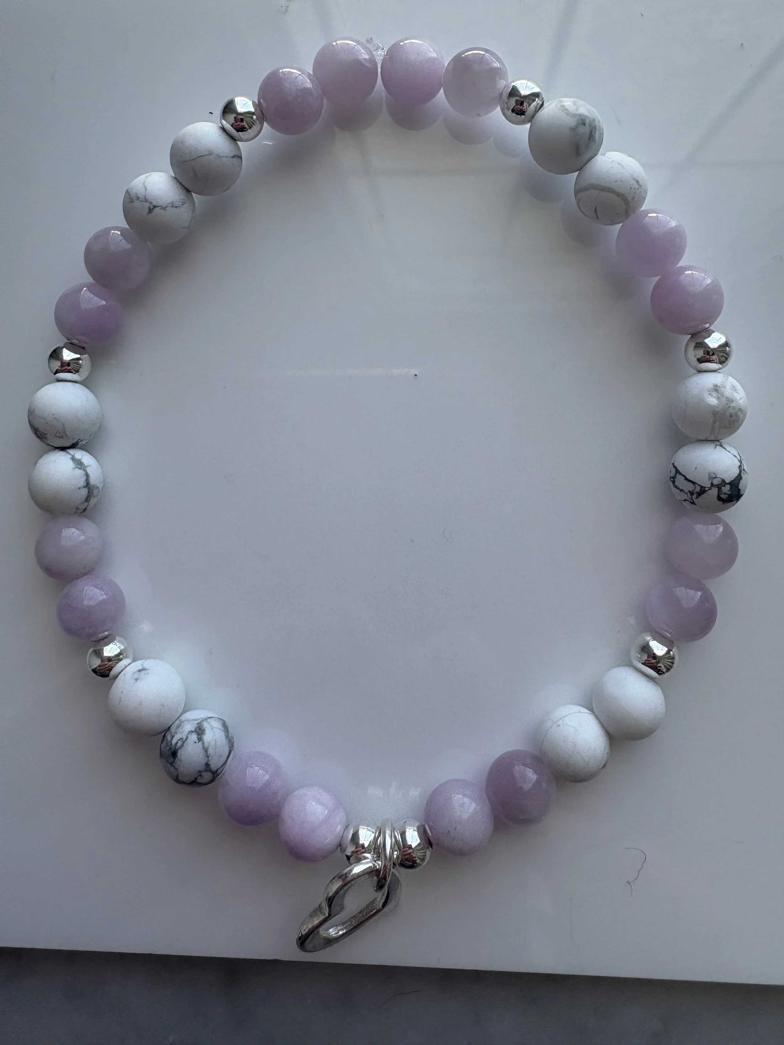 Bracelet Howlite & Kunzite – Argent Sterling