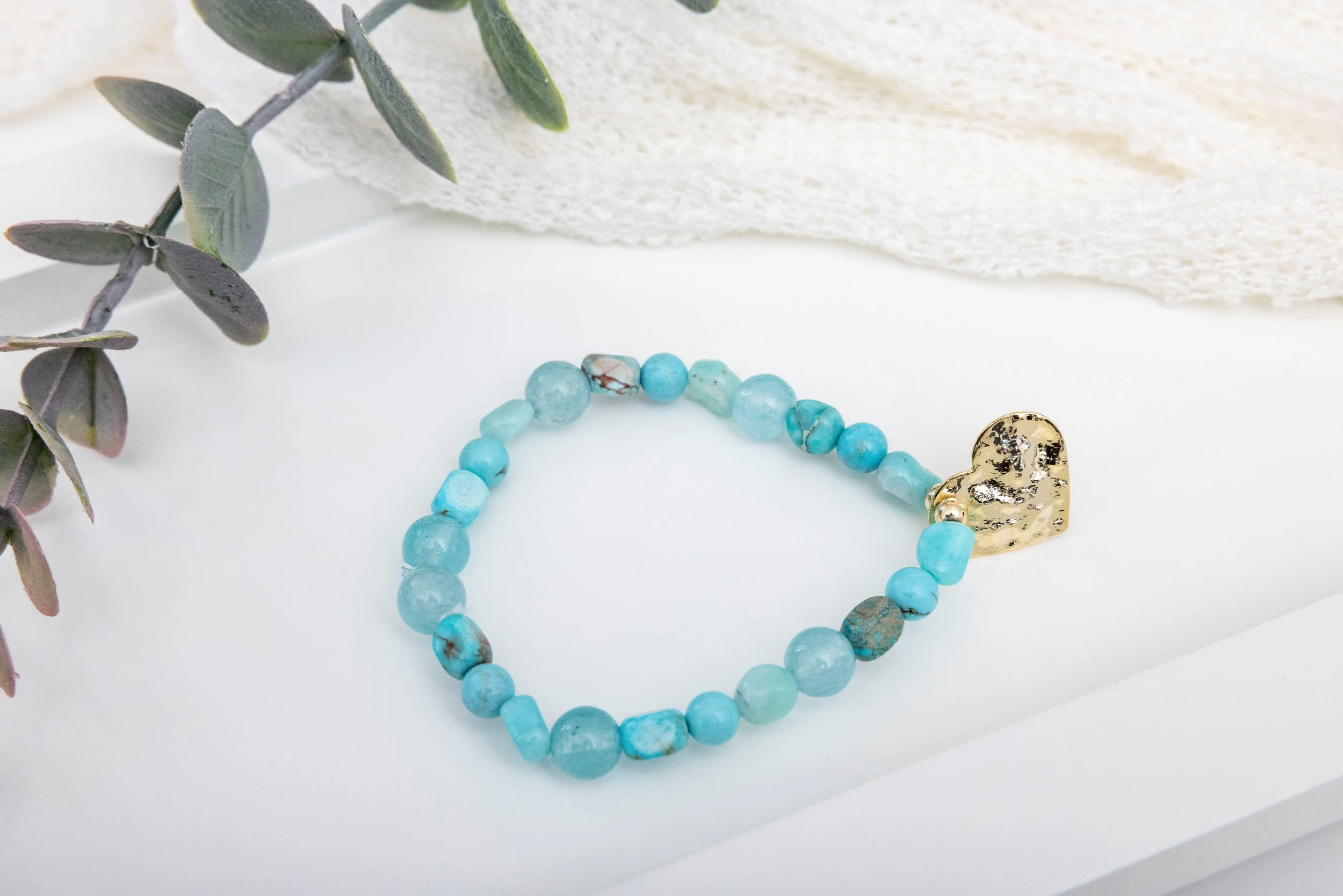 Bracelet Turquoise d’Arizona, Howlite & Jade Turquoise