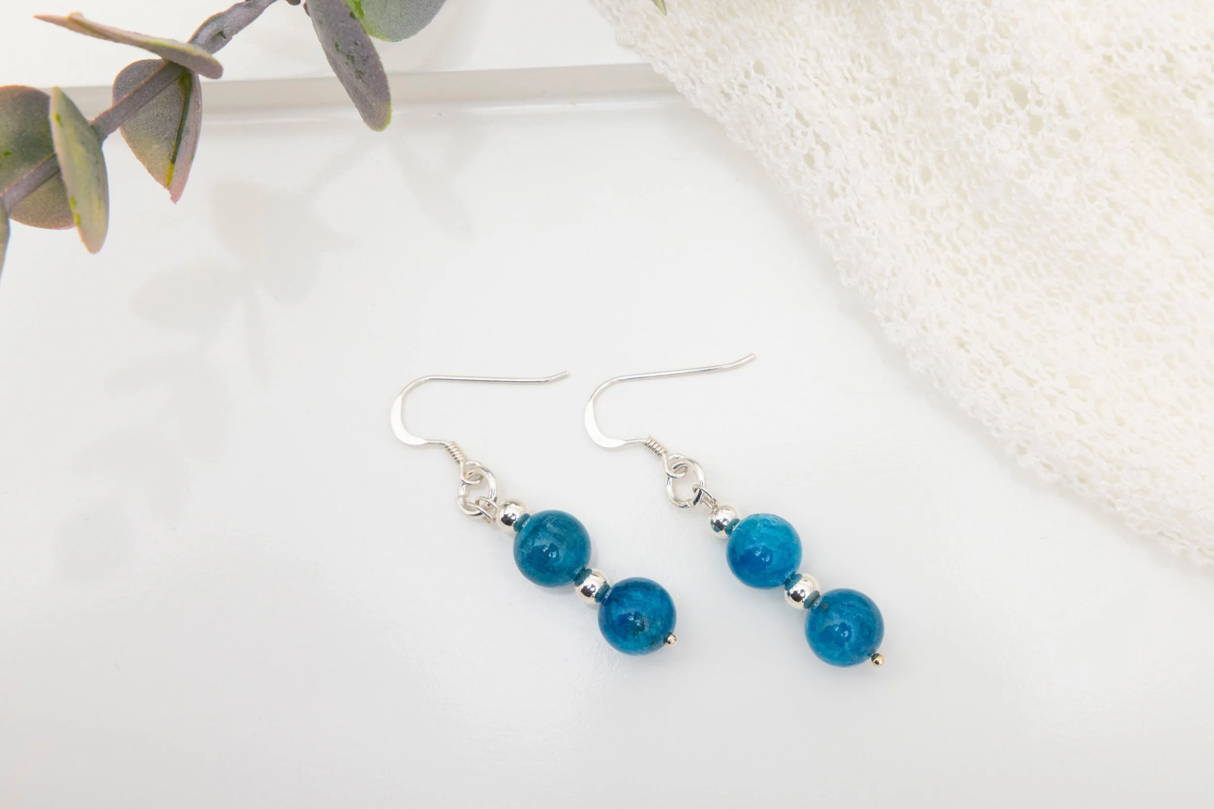 Boucles Apatite bleue et argent sterling
