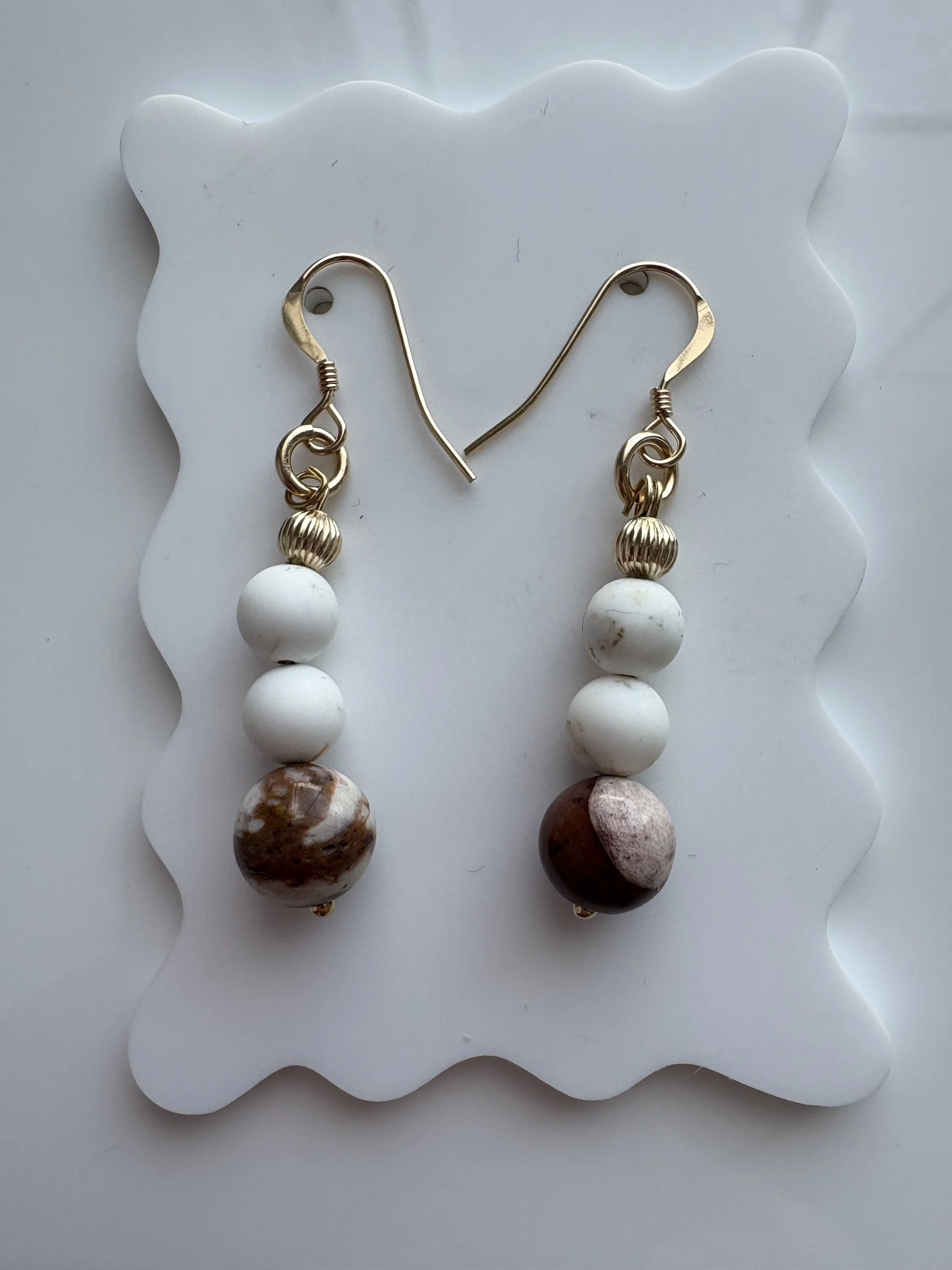 Boucles d’oreilles Magnésite & Jaspe Australien – Or