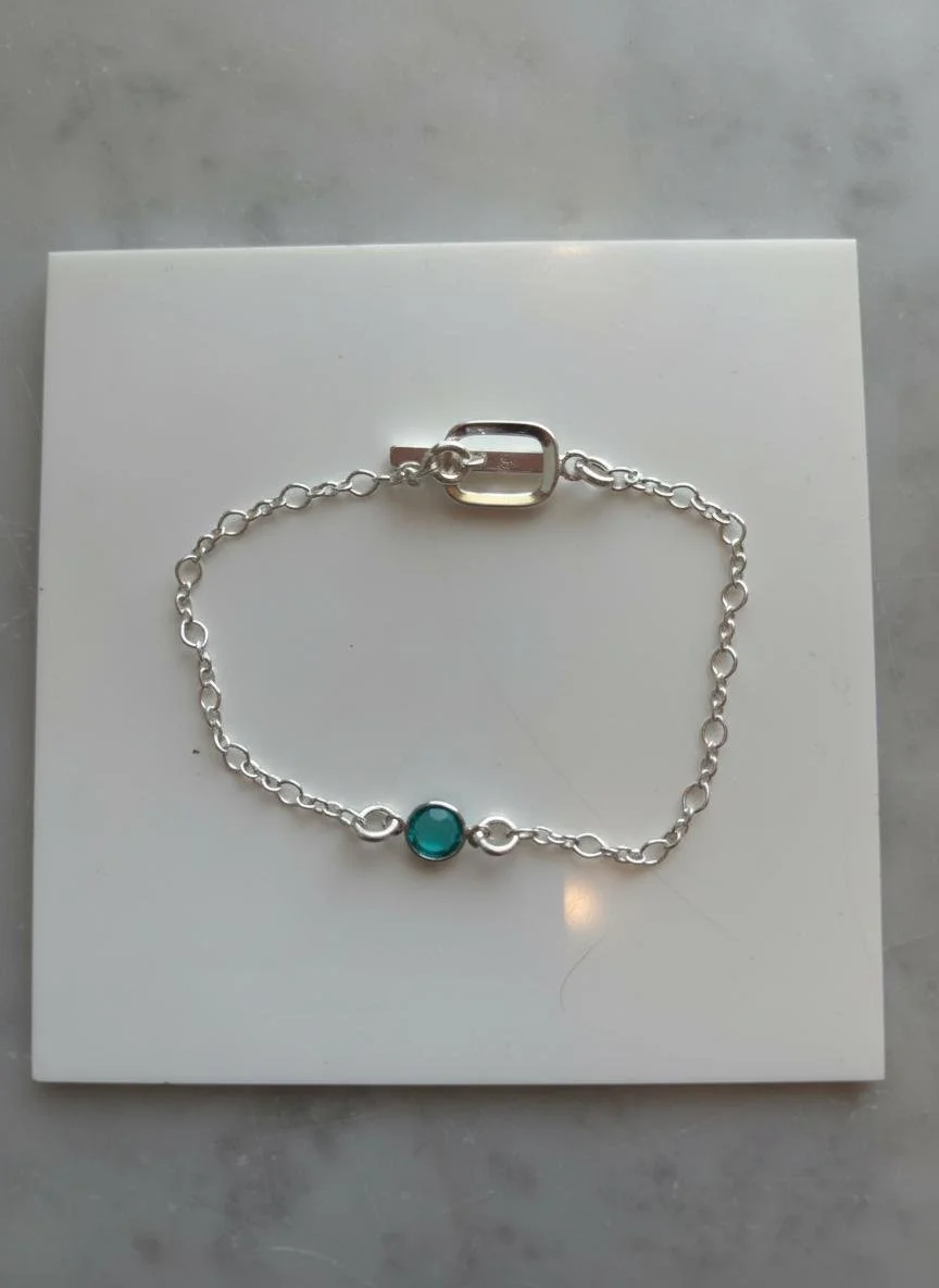 Bracelet Turquoise Centrale en Argent Sterling — Fermoir Rectangulaire