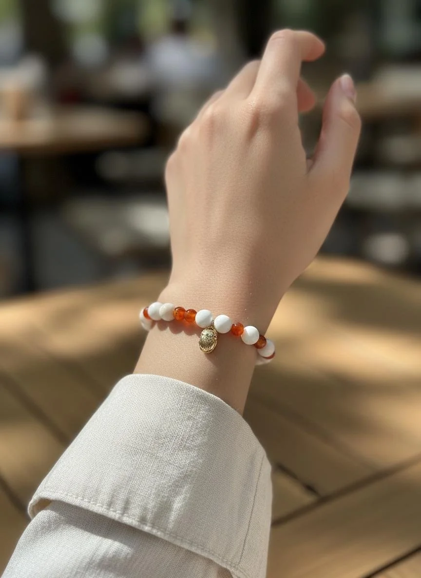 Aurore Nacrée | Ensemble Cornaline & Perles d'Eau Douce | Or 14K