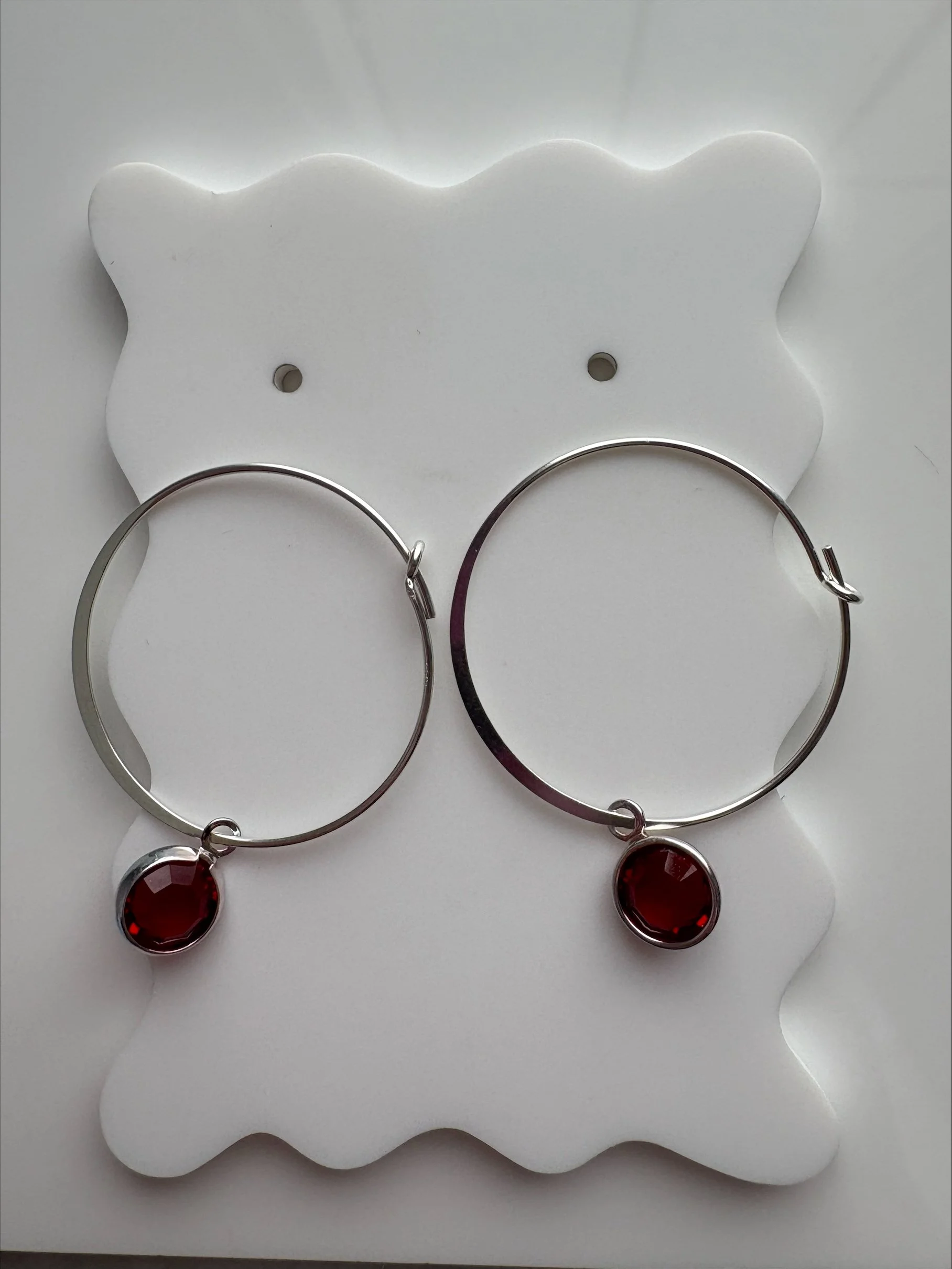 Boucles d’oreilles en argent sterling 925 & grenat rouge