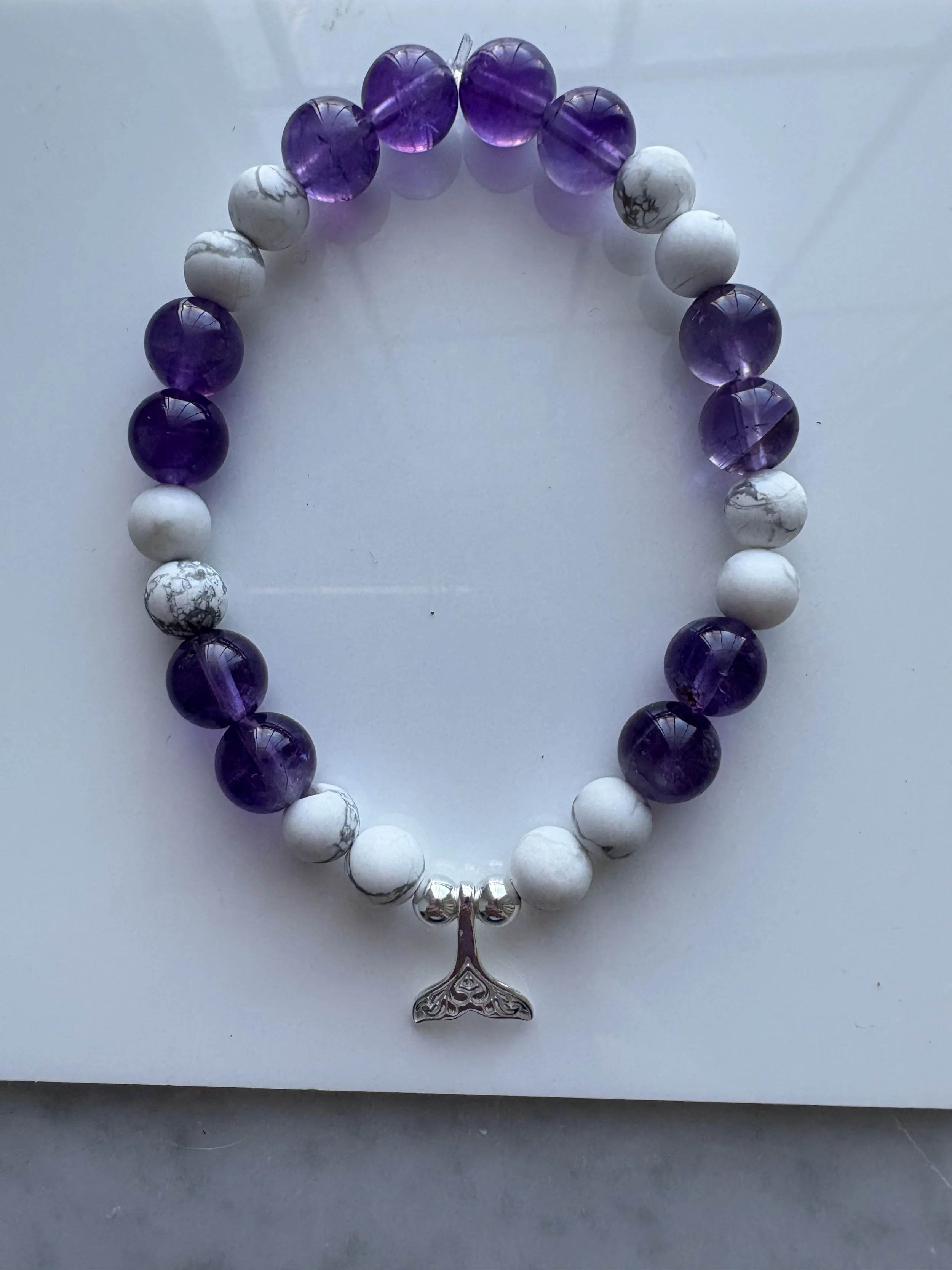 Bracelet Howlite & Améthyste – Argent Sterling & Queue de Sirène