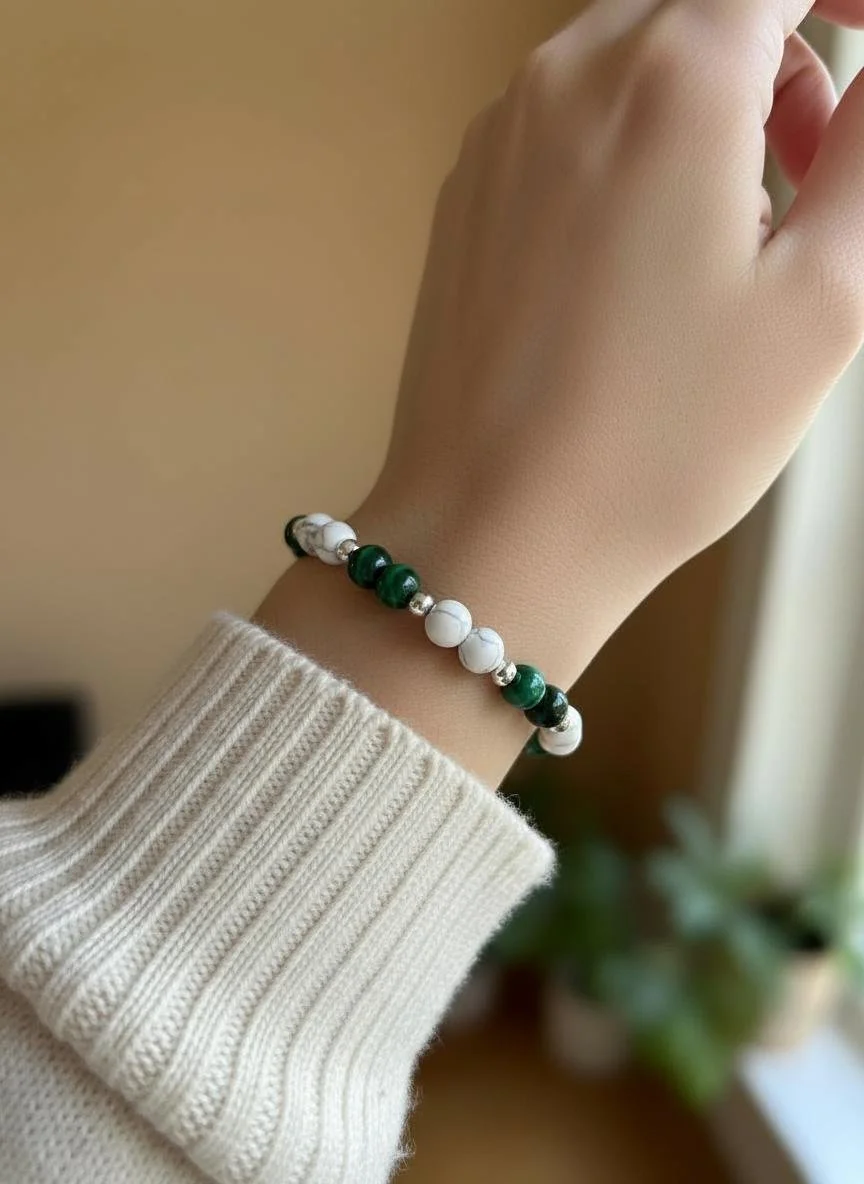 Jardin de Jade | Ensemble Malachite & Howlite | Argent Sterling 925