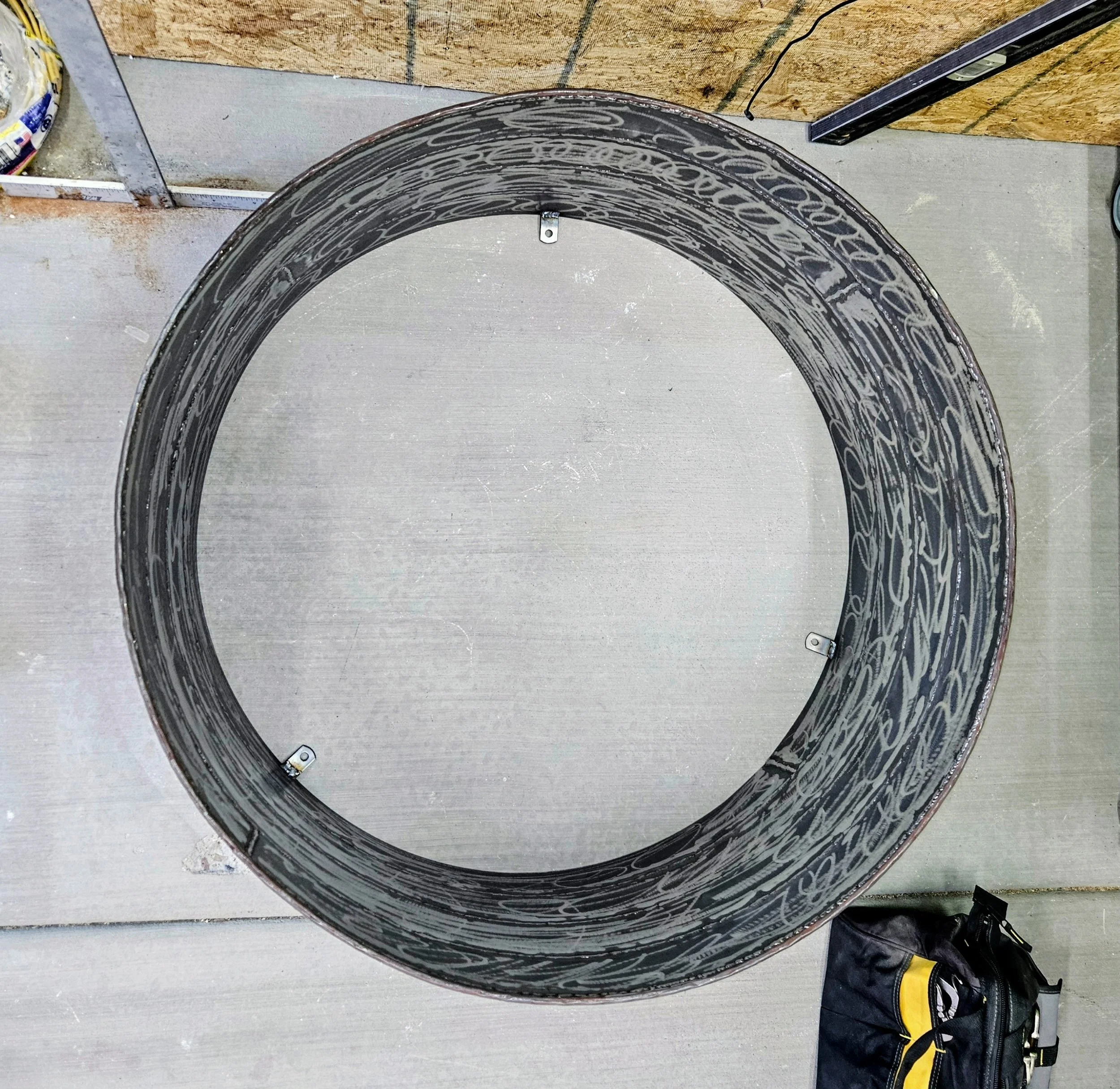 Top View with the tabs on bottom for driving in stakes to make it secure